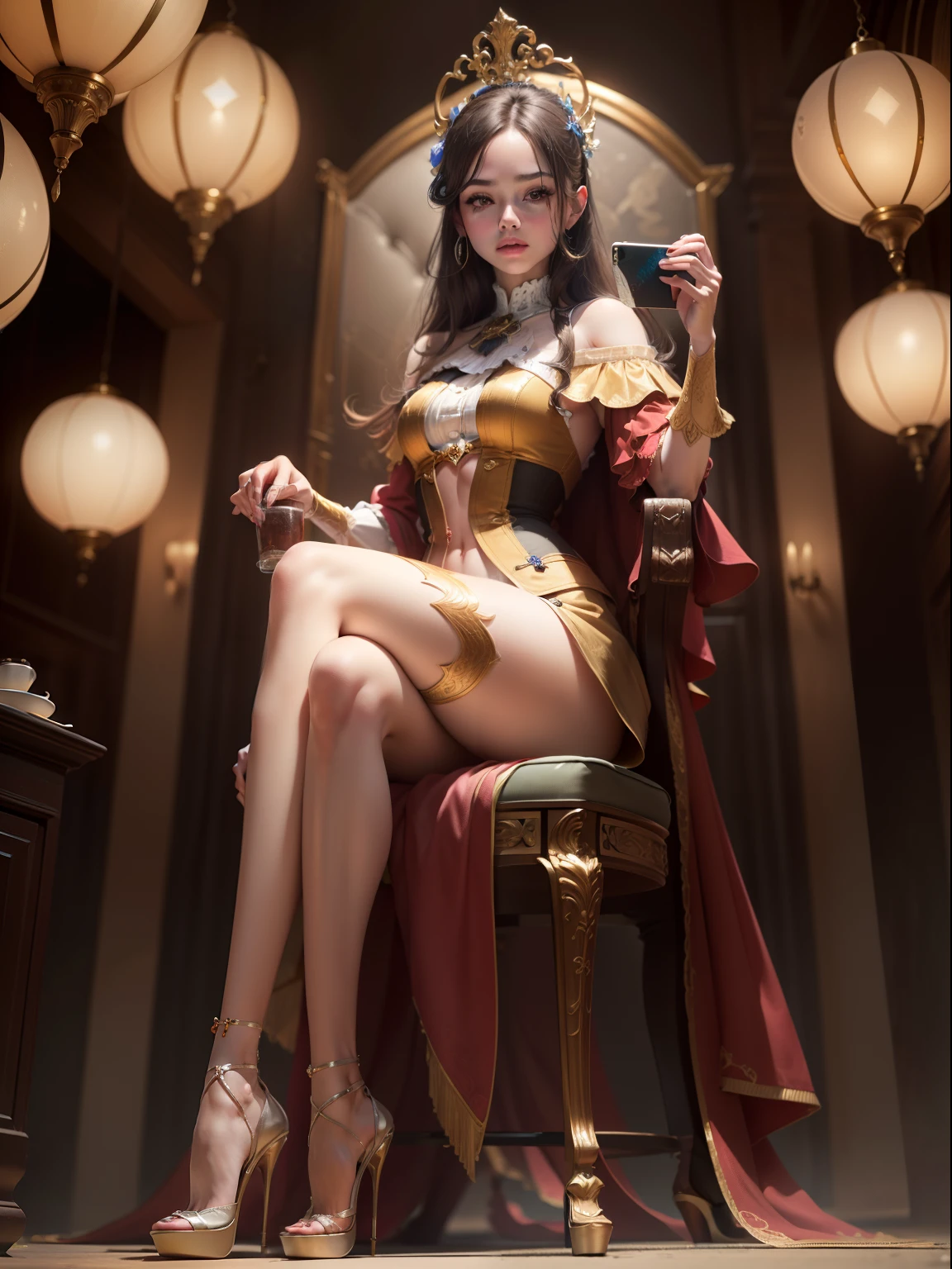 (8K, Best quality, Masterpiece: 1.2), (Realistic, Slender legs, High heels, Photorealistic photo: 1.37), Best quality, Masterpiece, Unity, An extremely delicate beauty, Extremely detailed, Amazing, Fine details, Masterpiece, Best quality, offcial art, Abs...