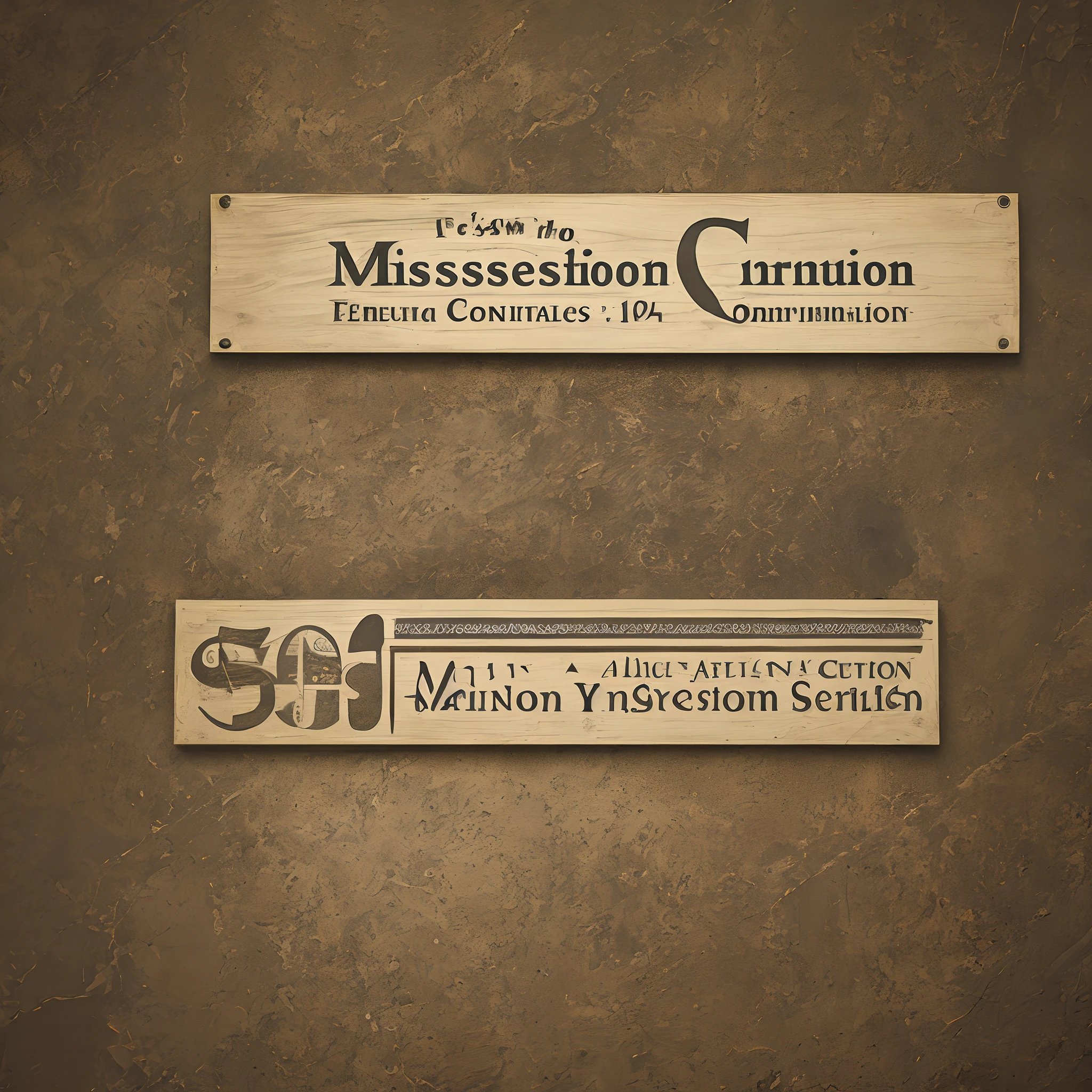 Banner of an evangelical service, with centered theme with the word mission, The address of the congregation below in the footer.