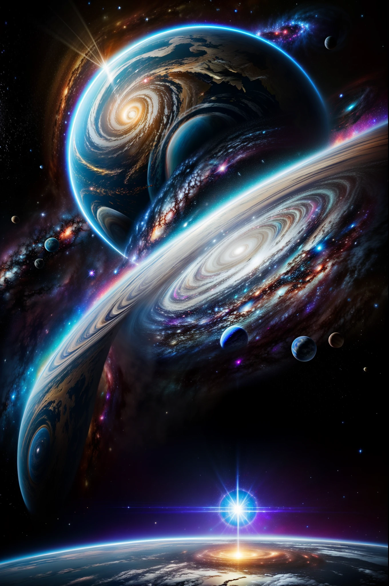 8k, Ultra Resolucion, (((foto realista))), (((foto realista))), Artistic representation of chaos and tranquility, la explosion de una galaxia, en medio del espacio infinito