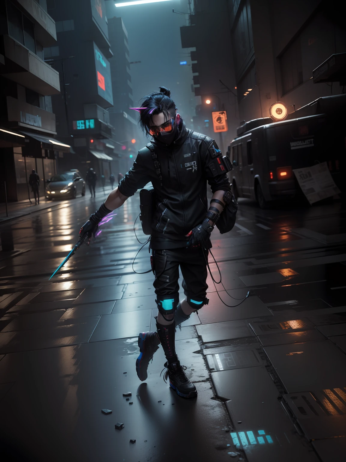 Change background cyberpunk hundshom boy realstic face 8k ultra realstic
