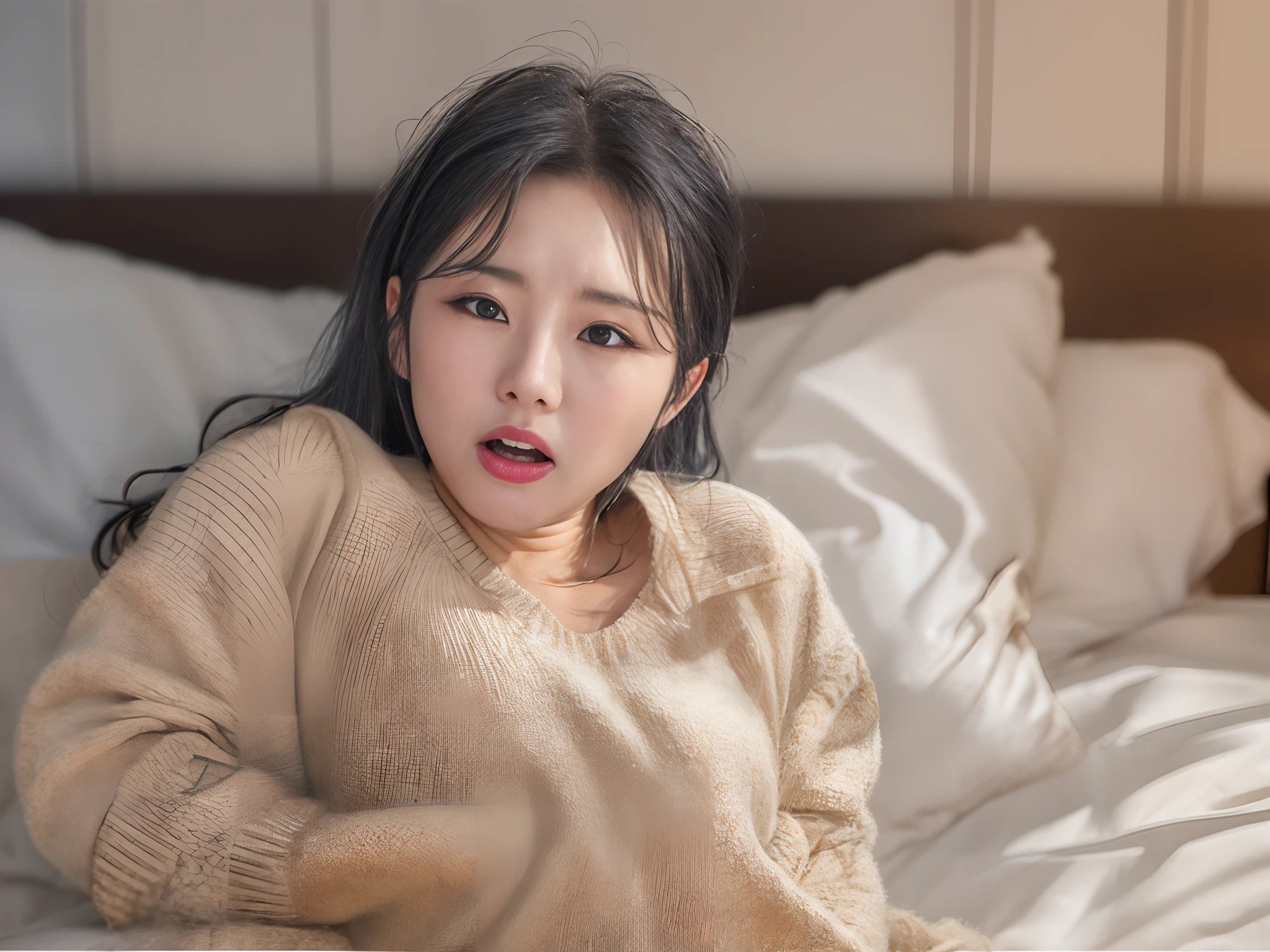 Momoland, joe, Korean woman in her 20s, (lying on bed, From  above, Spread legs, POV, NSFW, (Sex from the missionary position:1.4), Vaginal focus, A is inside , :1.17),(NSFW:1.2), (Looking at Viewer:1.3),, Open mouth, (Drooling:1.2), lightsmile, , Vigorous exercise, facial expression after strenuous exercise, fever over 40 degrees, Open mouth, mouth breathing, Crying, Tears, droolng, (Realistic:1.4)