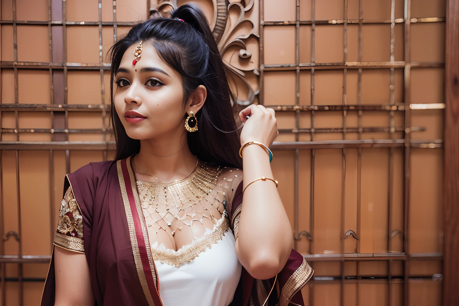 25yo Indian woman in a black croptop standing in a room, a photography by rajesh soni with sony dslr,Full Hd image, fair glowing skin, sweet smile on face, featured on pexels, samikshavad, lovely, cute face beautiful, big chest