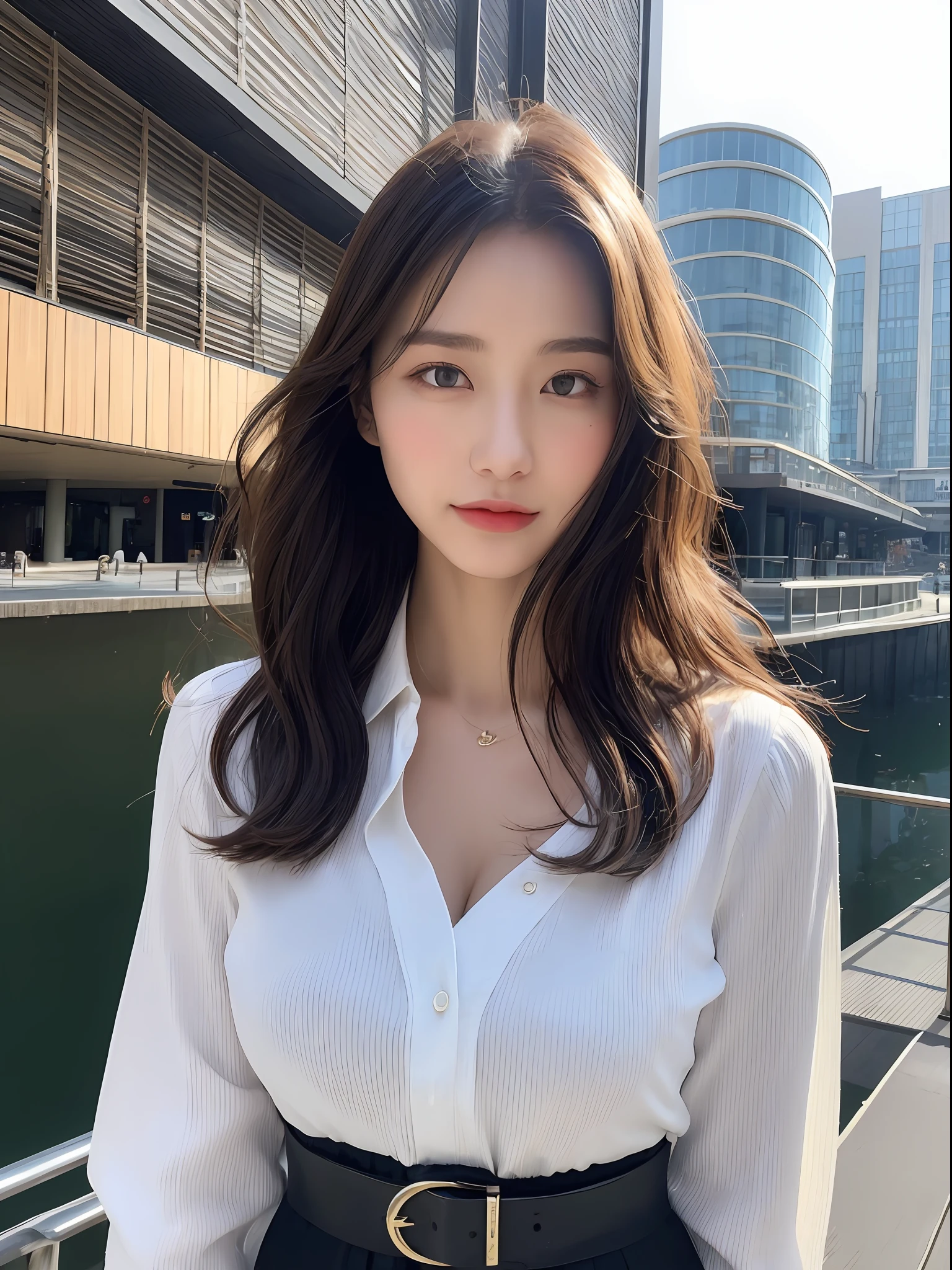 Inside the car at the driving school, driving school instructor, ((full body)), ((photo)), ((best qualtiy, 8K, tmasterpiece:1.3)), Focus:1.2, perfect figure beautiful girl:1.4, 1girl, cowboy shot, look at viewer, incredibly absurd, beautiful and cute girl with a photorealistic face, showcasing top-quality craftsmanship, A Japanese woman sitting in the passenger seat of a car at a driving school, 22 years old, has long, shiny, straight black hair, long bangs cut above her eyes as see-through bangs, large, dark eyes, long eyelashes, cat-like eyes with slightly upturned corners, well-defined eyebrows, double eyelids, straight nose, thin lips but a healthy, natural red color, well-aligned teeth, sharp jawline, fair, clear skin, smooth skin, long limbs, tall, slender, well-balanced proportions, beautiful C-cup , wearing a white blouse with a black tight skirt and a beige jacket over it. The skirt is knee-length, an elegant and chic outfit, a single diamond earring in her left ear, and a slim gold ring on her middle finger on her right hand, a beautiful older woman, beautiful, neat, serious, responsible, kind, April