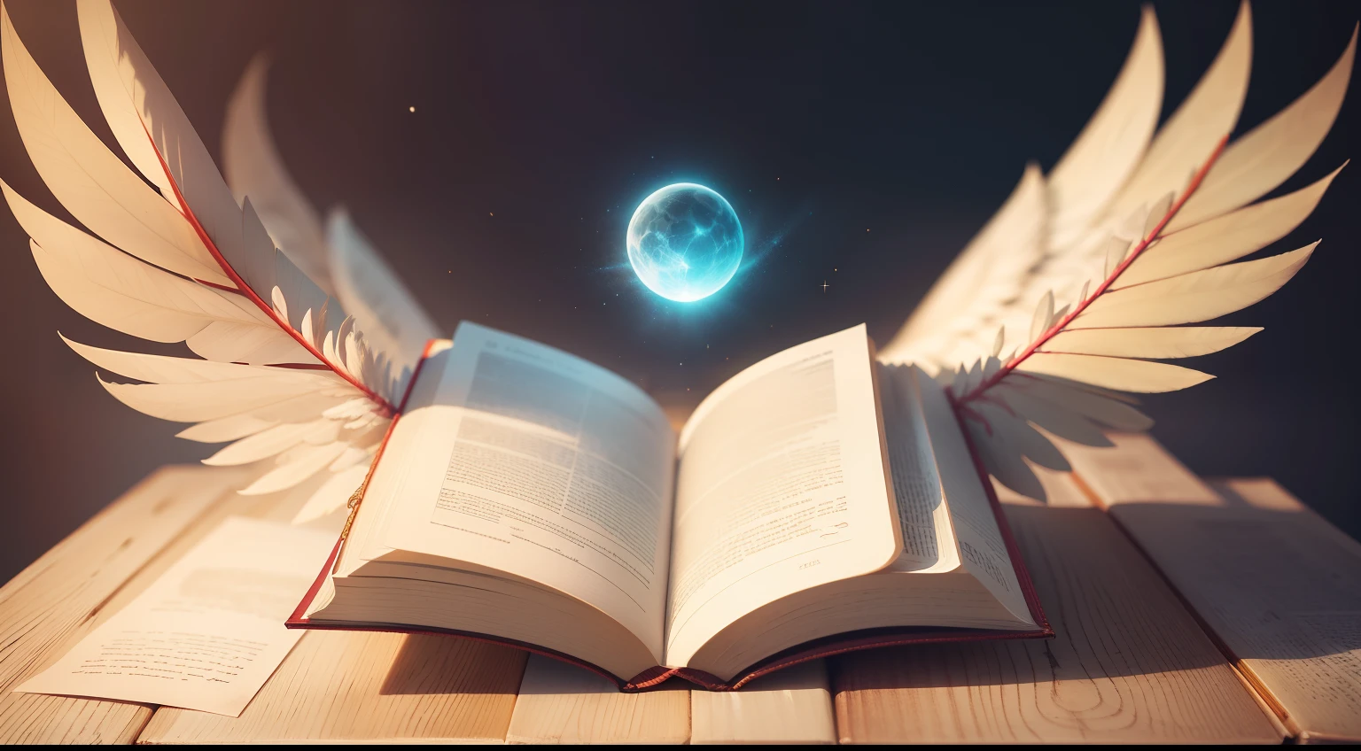 biblia sagrda com plumas de anjo em volra de magia nas nuvens em 8k