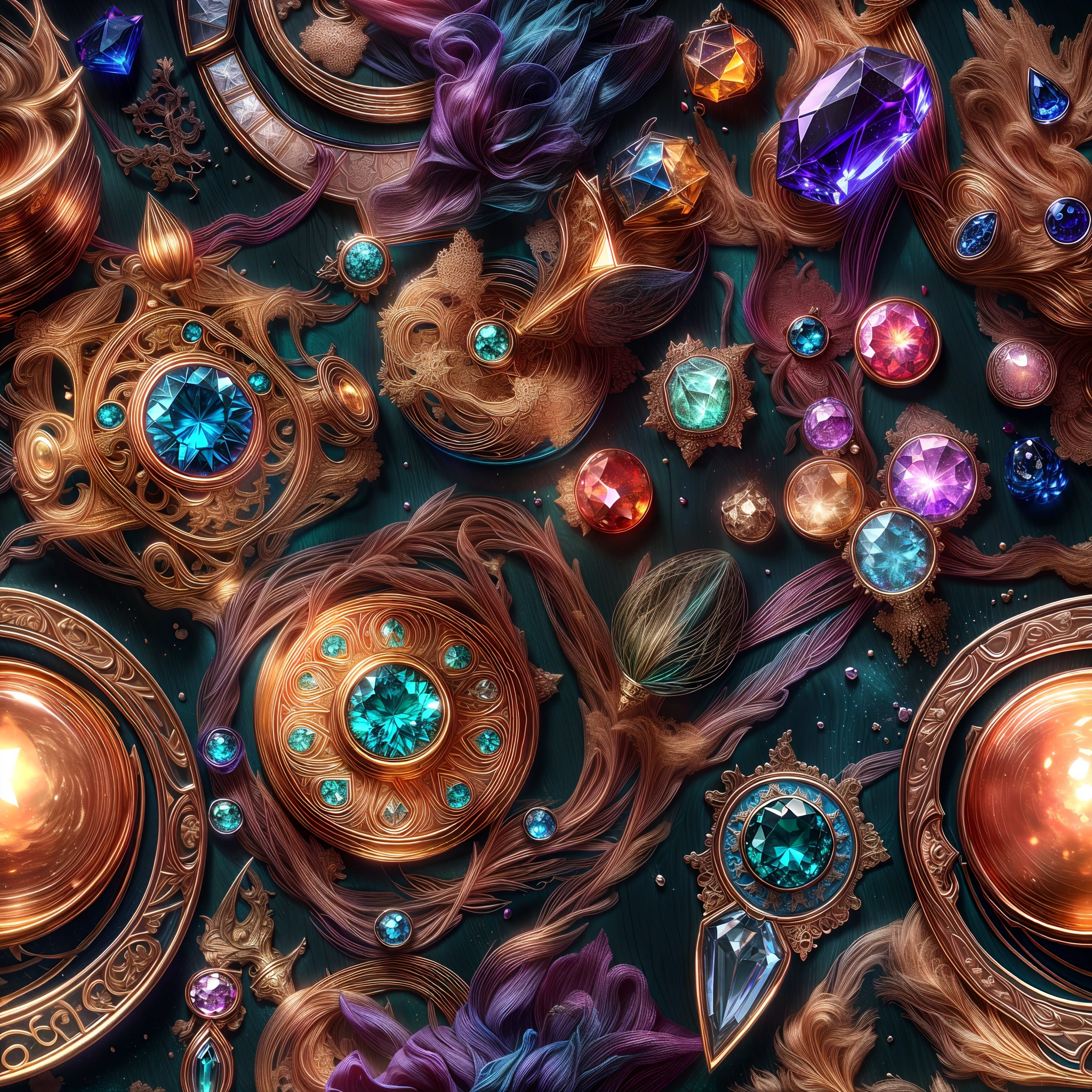 (byzantine Style: 1.2), (Full Focus: 2), (Everything in Display Cabinet: 1.3), (Magic Items | Colorful Gems | Cherry Blossoms | Printed Silk Products | Medals | Ores | Obsidian | Pearl | Emerald | White Jade | Amethyst | Sapphire | Gold Products | Silver Products | Purple Gold | Magical Jewelry | Antiques | Ruby | Orange Gem | Blue Gem | Topaz |: 2), Magic Symbols, Magic Particle Effects, High Tech Luxury, High Value Jewelry, High Value Metal, Luxury items, no puzzles, detailed and complex backgrounds, sparkling, reflective light, ultra high definition, award-winning, a high-resolution, high detail texture, contrast between light and dark, cinematic lighting, masterpieces, ray tracing, structurally correct, super details, high-quality, high detail, best quality, 16k