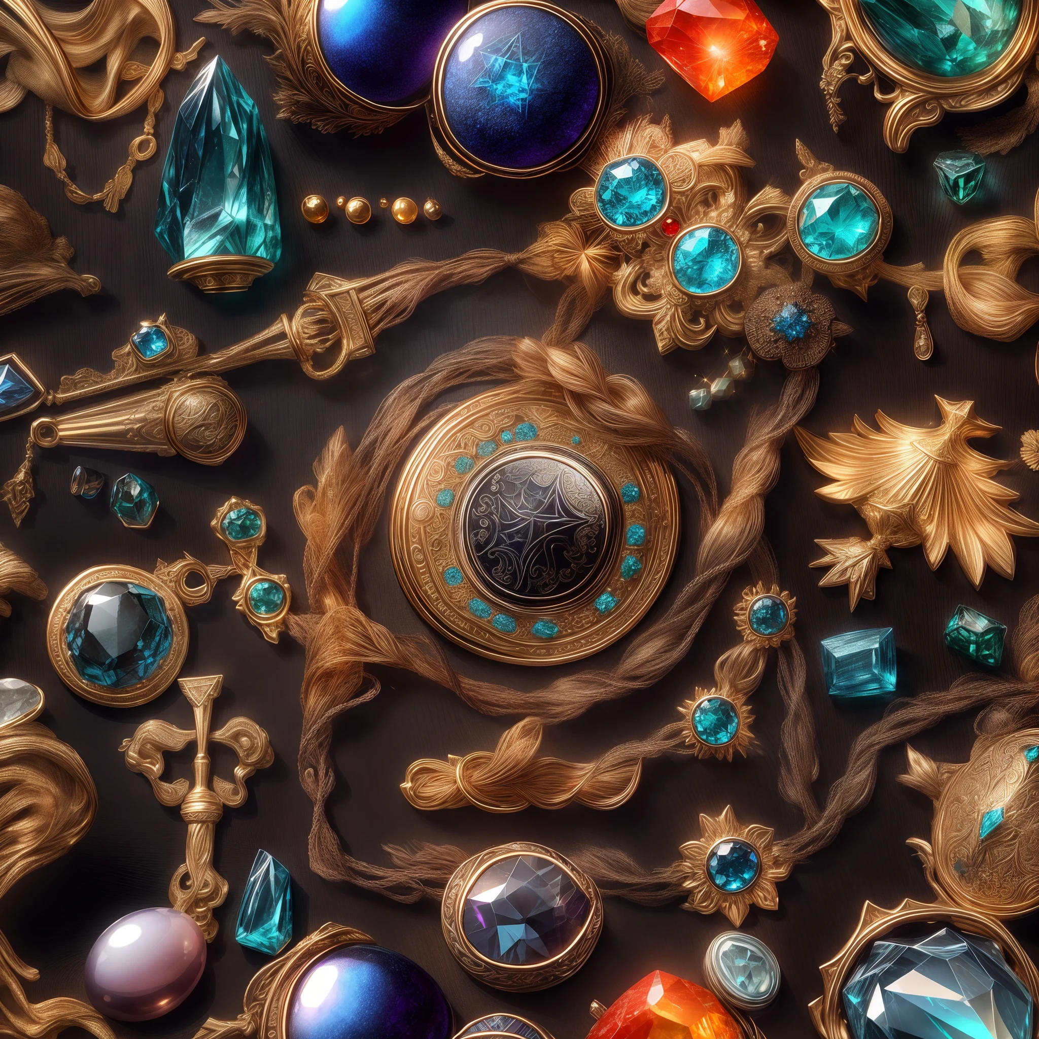 (byzantine Style: 1.2), (Full Focus: 2), (Everything in Display Cabinet: 1.3), (Magic Items | Colorful Gems | Cherry Blossoms | Printed Silk Products | Medals | Ores | Obsidian | Pearl | Emerald | White Jade | Amethyst | Sapphire | Gold Products | Silver Products | Purple Gold | Magical Jewelry | Antiques | Ruby | Orange Gem | Blue Gem | Topaz |: 2), Magic Symbols, Magic Particle Effects, High Tech Luxury, High Value Jewelry, High Value Metal, Luxury items, no puzzles, detailed and complex backgrounds, sparkling, reflective light, ultra high definition, award-winning, a high-resolution, high detail texture, contrast between light and dark, cinematic lighting, masterpieces, ray tracing, structurally correct, super details, high-quality, high detail, best quality, 16k