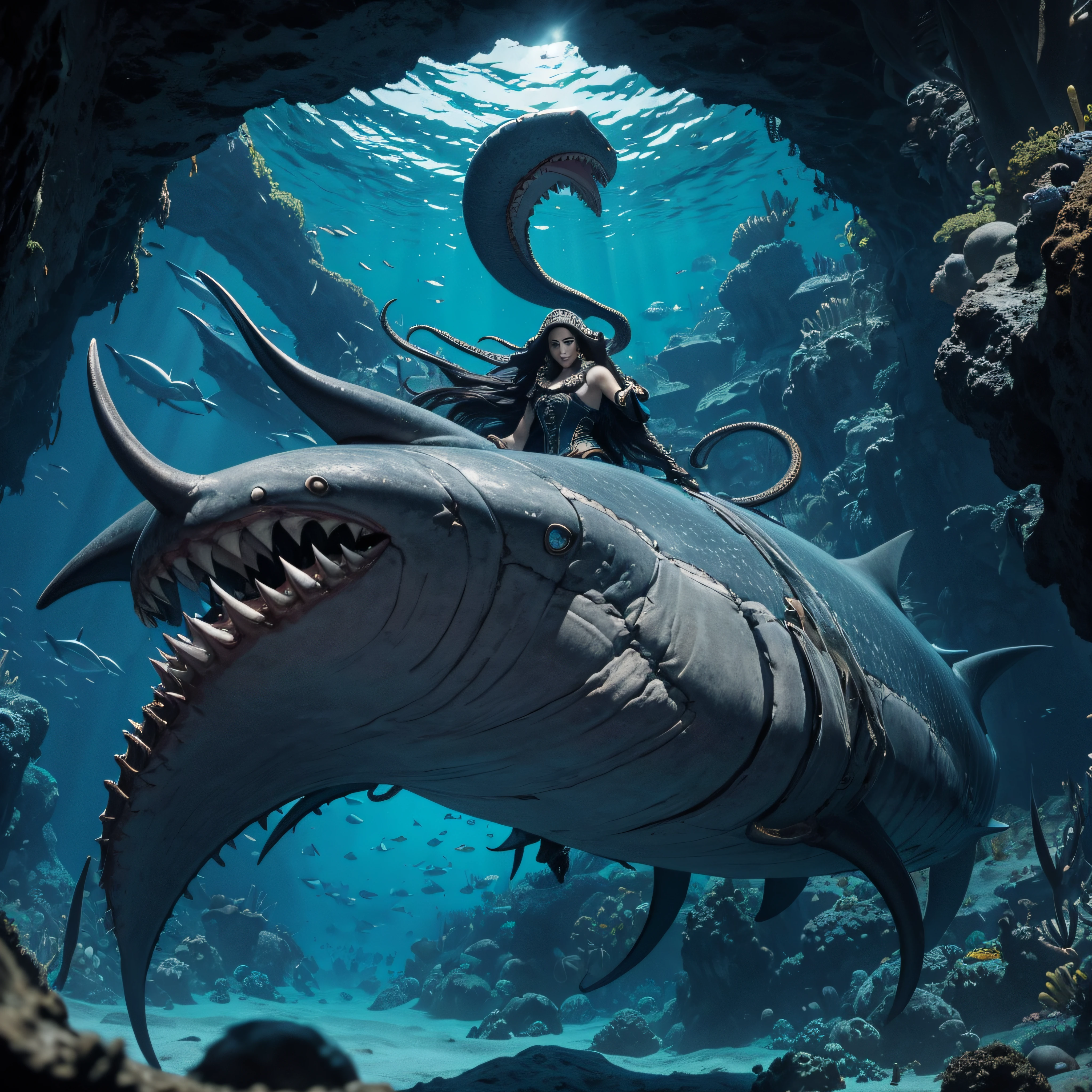 painting of a woman laying on a body of water with a giant monster, art of hans ruedi giger, giger portrait of queen dragon, the thing alien assimilation, art giger, giger art, by Jim Burns, giger ), ( h. r. giger ), by Giger, style of jim burns, (h.r giger)