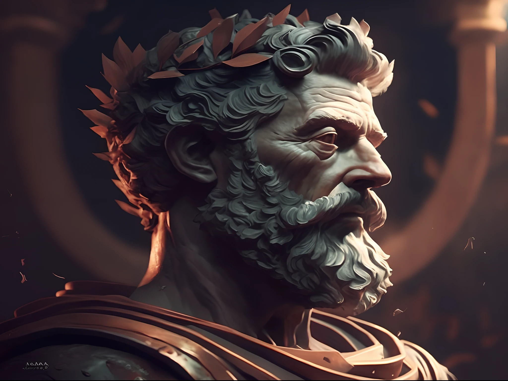 a close up of a statue of a man with a beard, trending on ArtStation:3, Directed by: Roman Bezpalkiv, trending on ArtStation, O melhor da artstation, Trend at Artstation headquarters, trending on ArtStation.', Directed by: Raymond Han, as trending on artstation, 3d render trending on artstation, Directed by: Jeremy Chong