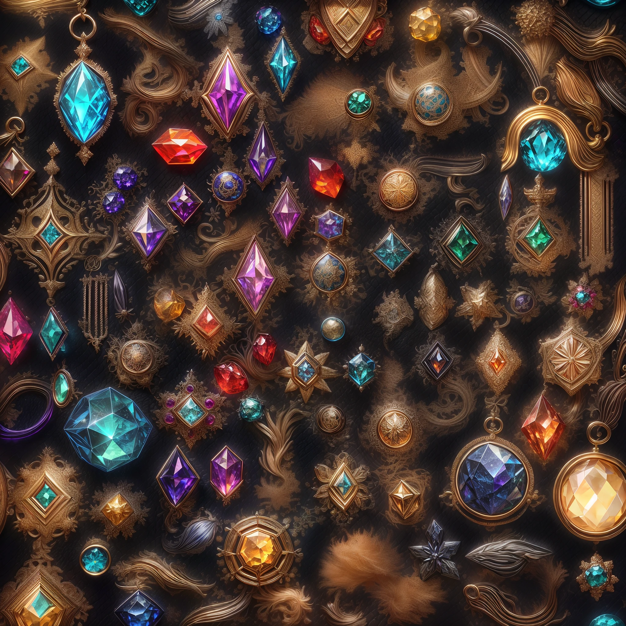 (byzantine Style: 1.2), (Full Focus: 2), (Everything in Display Cabinet: 1.3), (Magic Items | Colorful Gems | Cherry Blossoms | Printed Silk Products | Medals | Ores | Obsidian | Pearl | Emerald | White Jade | Amethyst | Sapphire | Gold Products | Silver Products | Purple Gold | Magical Jewelry | Antiques | Ruby | Orange Gem | Blue Gem | Topaz |: 2), Magic Symbols, Magic Particle Effects, High Tech Luxury, High Value Jewelry, High Value Metal, Luxury items, no puzzles, detailed and complex backgrounds, sparkling, reflective light, ultra high definition, award-winning, a high-resolution, high detail texture, contrast between light and dark, cinematic lighting, masterpieces, ray tracing, structurally correct, super details, high-quality, high detail, best quality, 16k
