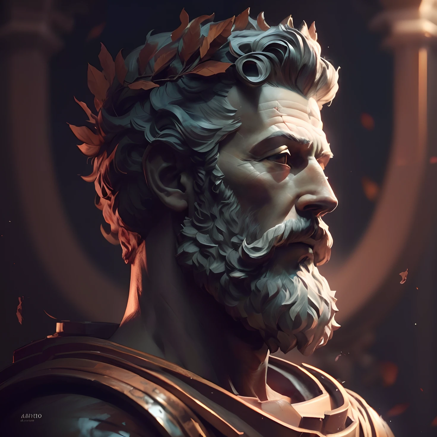 a close up of a statue of a man with a beard, trending on ArtStation:3, Directed by: Roman Bezpalkiv, trending on ArtStation, O melhor da artstation, Trend at Artstation headquarters, trending on ArtStation.', Directed by: Raymond Han, as trending on artstation, 3d render trending on artstation, Directed by: Jeremy Chong