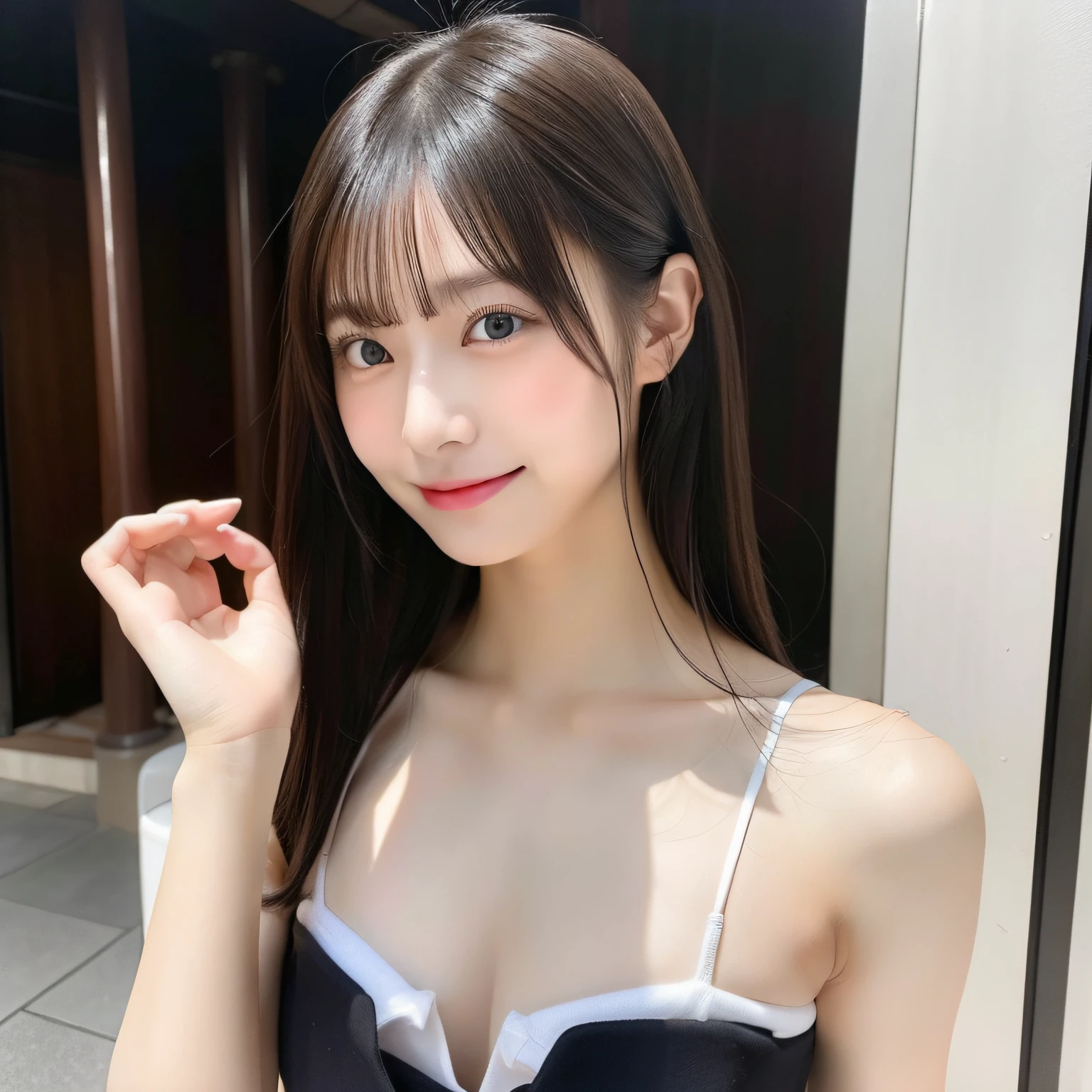 18-year-old high school girl in silver swimsuit(D Cup Breast)