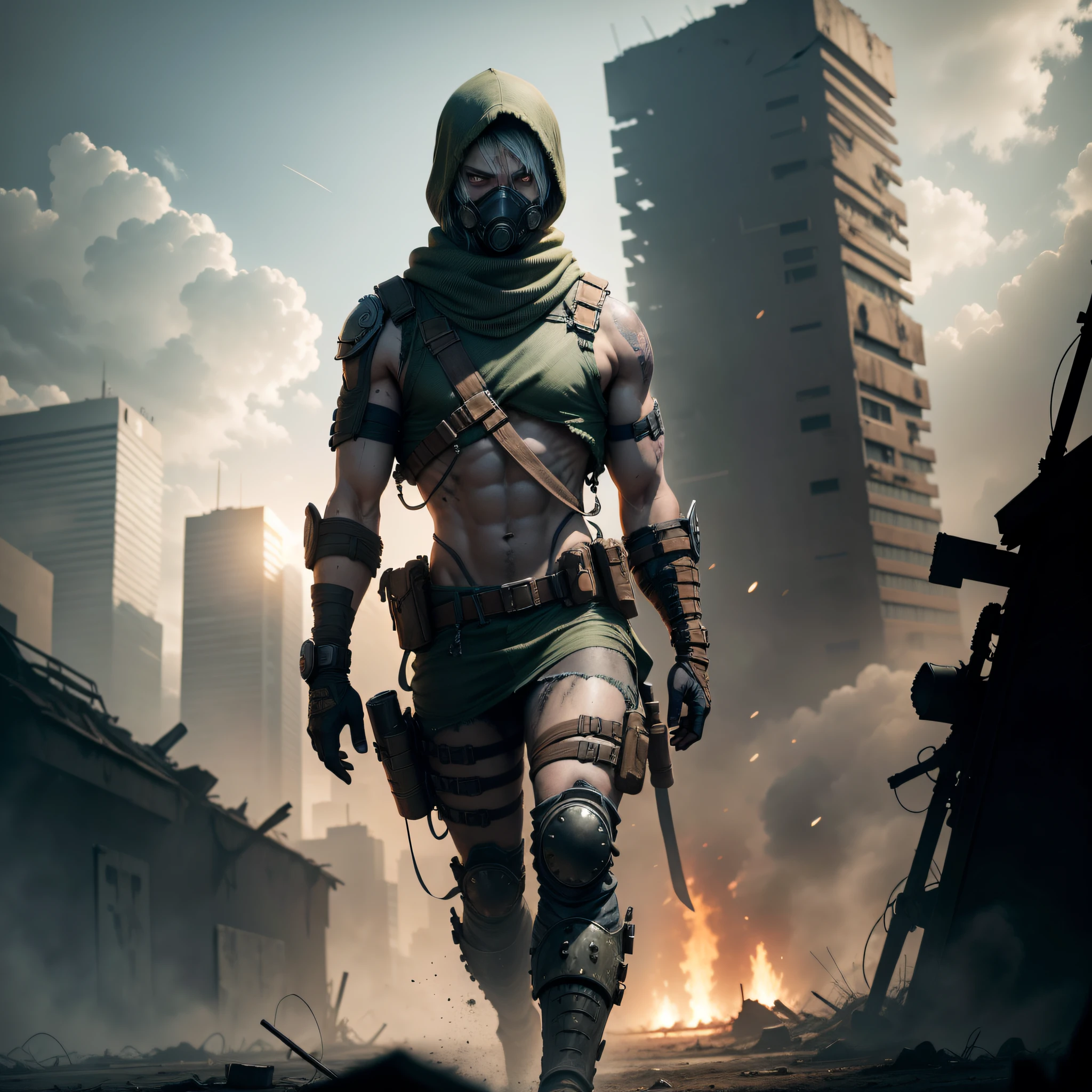 Describe a post-apocalyptic scenario where humanity must adapt to a new hostile and dangerous environment.