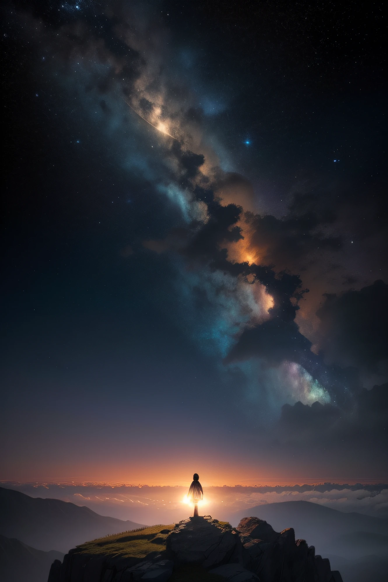 "Por favor, generate an image that represents the essence of a rebellious star that fell to Earth in search of redemption.
Imagine a magical night scene. No centro da imagem, uma estrela brilhante e luminosa, envolta em tons de azul profundo e prata cintilante, hovers in the starry sky. Its soft light contrasts with the surrounding darkness, criando uma atmosfera misteriosa e cativante.
The star is surrounded by delicate and bright features reminiscent of the constellations. These traces extend smoothly across the sky, conectando-se a outras estrelas, como se estivessem tecendo um caminho celestial.
No horizonte, a Terra se estende, representada com suas maravilhas naturais: montanhas majestosas, florestas exuberantes e oceanos serenos. The star is falling, its light dimming as it approaches the earth's surface. The scene captures the thrilling moment of the rebel star embracing its destiny and plunging into Earth to find redemption.
A paleta de cores, incluindo os tons de azul, prata, e toques suaves de verde e dourado, highlights the duality between heaven and earth, The journey of transformation and the search for forgiveness and renewal.
The image conveys a sense of hope and magic, inviting viewers to reflect on second chances and the beauty of a fresh start."