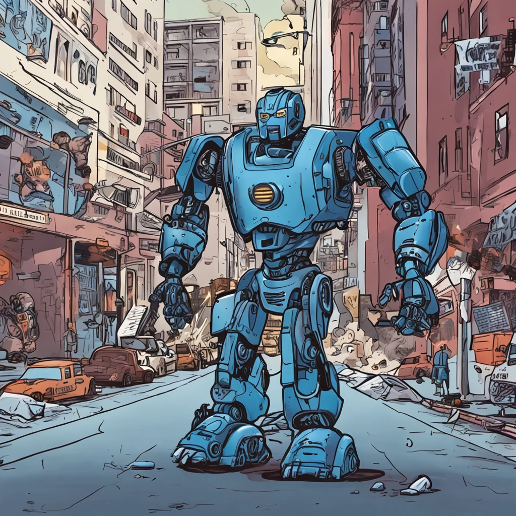 Blue robot away from the scene, atacando com um golpe de gelo