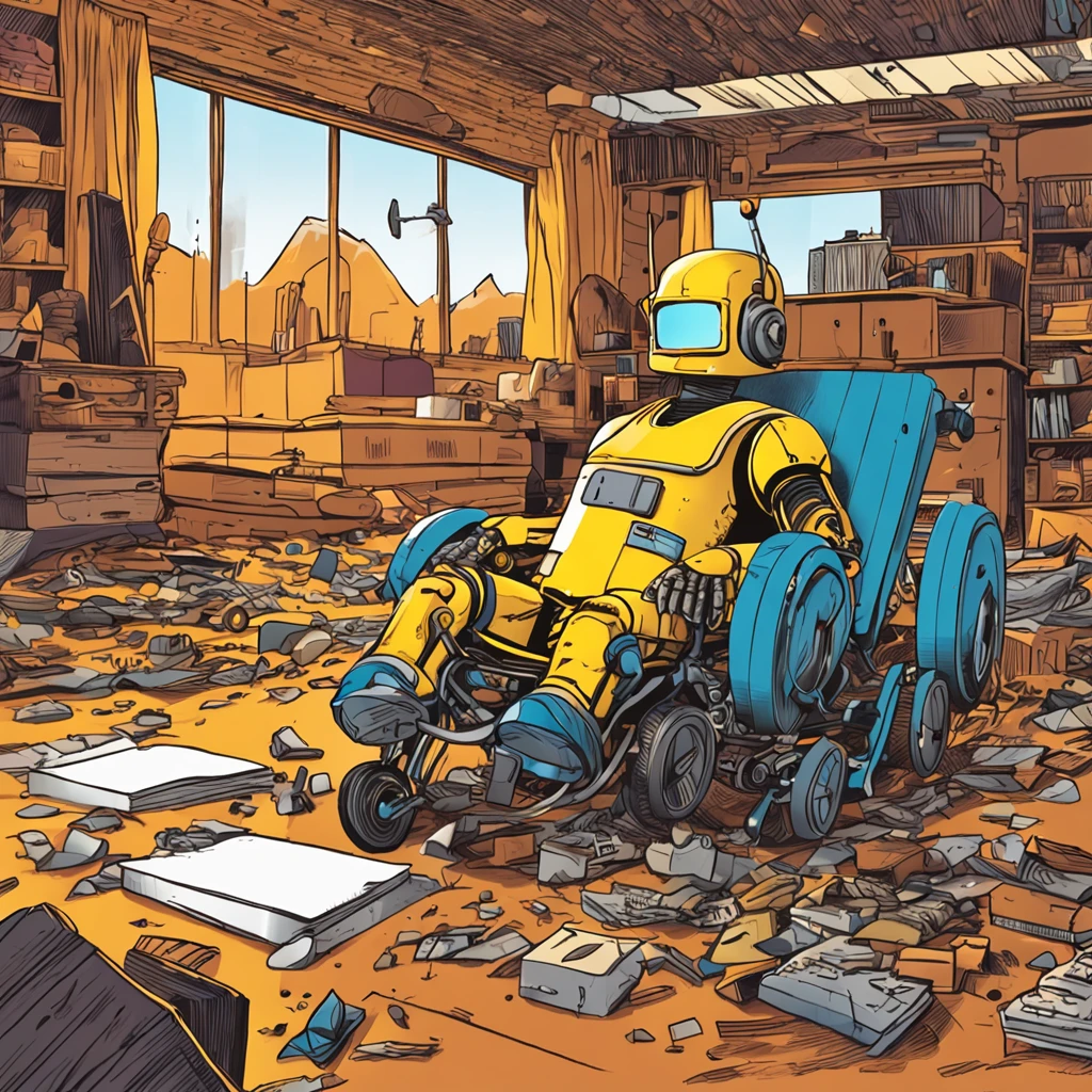 Yellow robot away from the scene, atacando com um golpe de raios