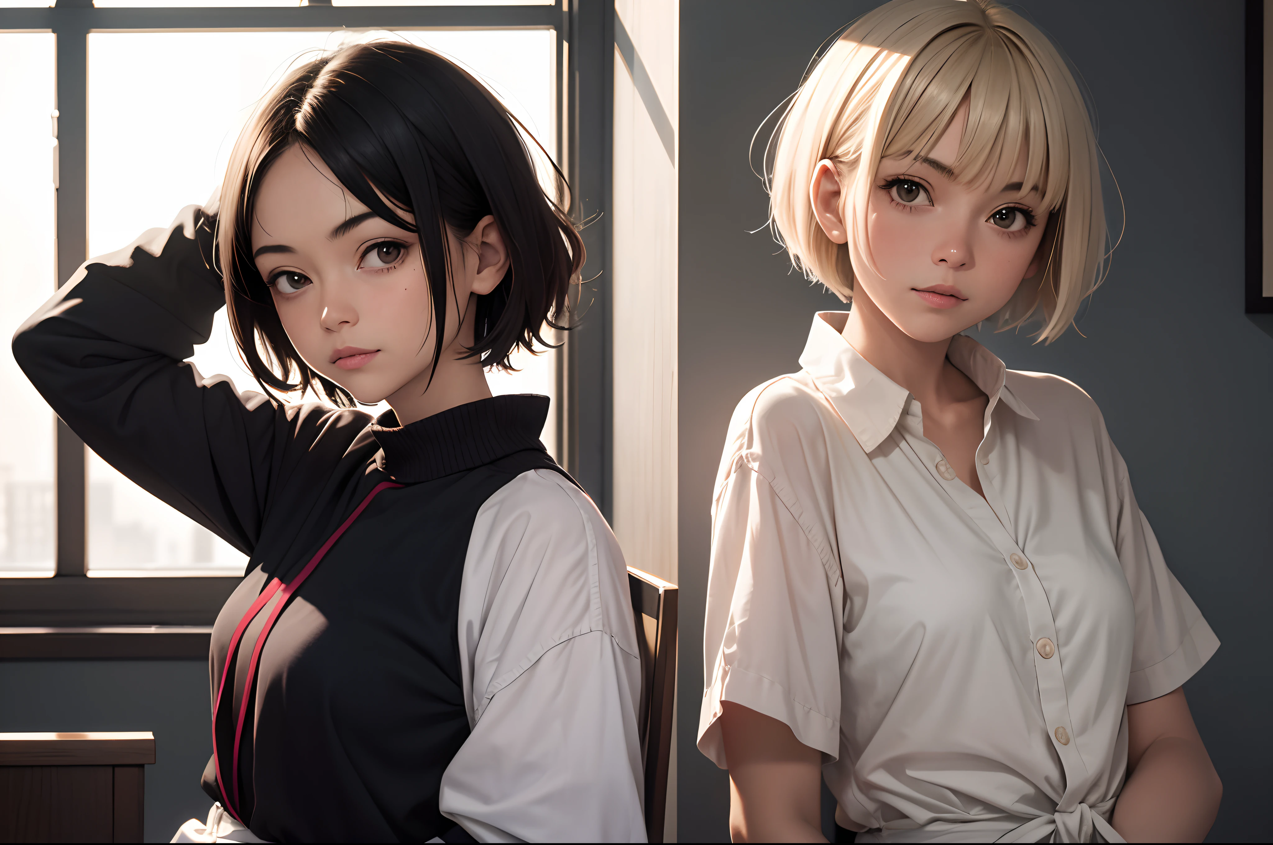 masutepiece, of the highest quality, 1 girl, ((short-hair))