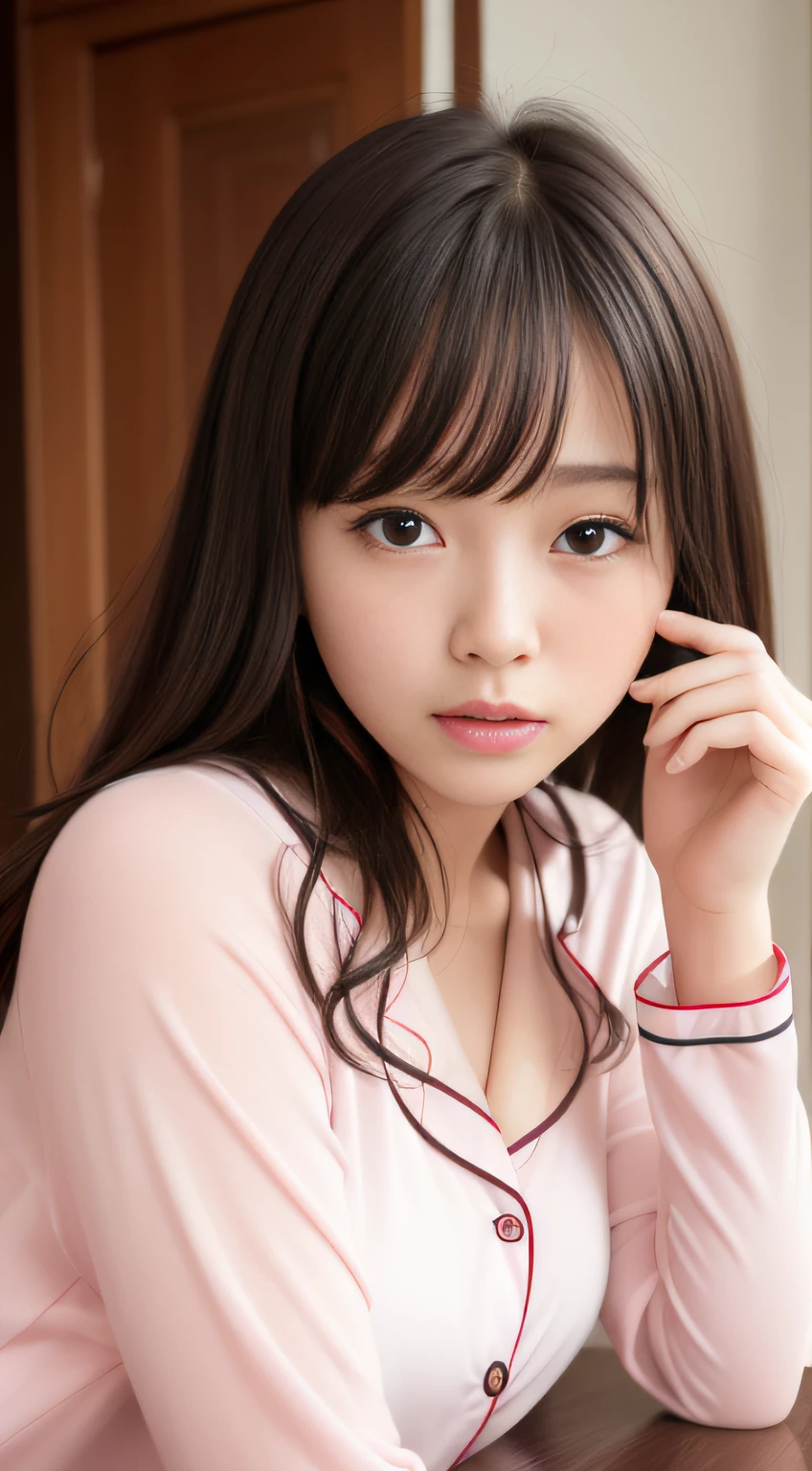 a baby face、Lori、 student、childish、Huge breasts、s Pajamas、legs are long、The constriction is amazing、FULL BODYSHOT、stroll、naturey、Colored leaves、Elegance、seduce sexy、Seductive face、Close up looking at camera