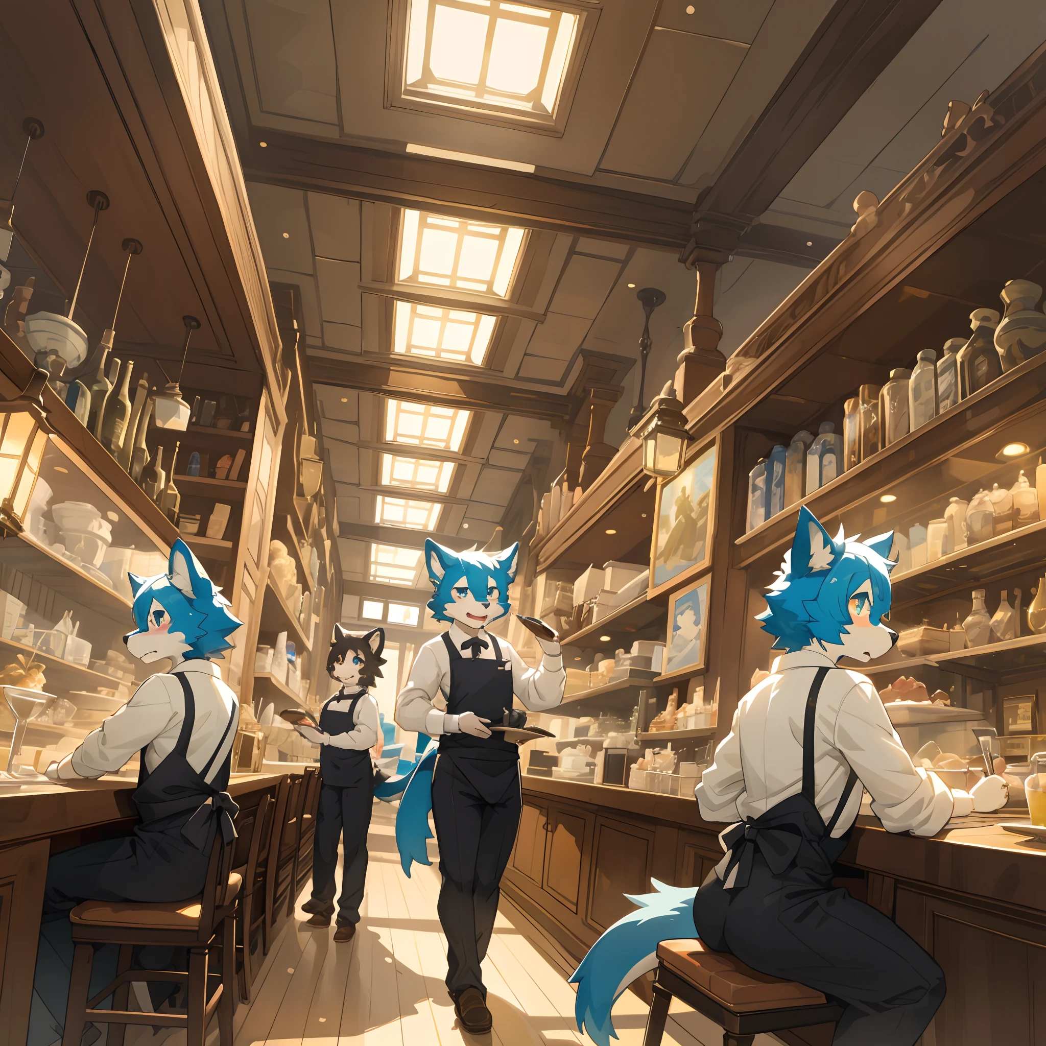 top quality, best quality, High-quality illustrations, masterpiece, super high resolution, detailed background, detailed background, laboratory, scientist, group shot:0.2, 6+boys, 6+girls, Happy, joyful, absurdres(highly detailed beautiful face and eyes)perfect anatomy(kemono, furry anthro)selfie:0.1,