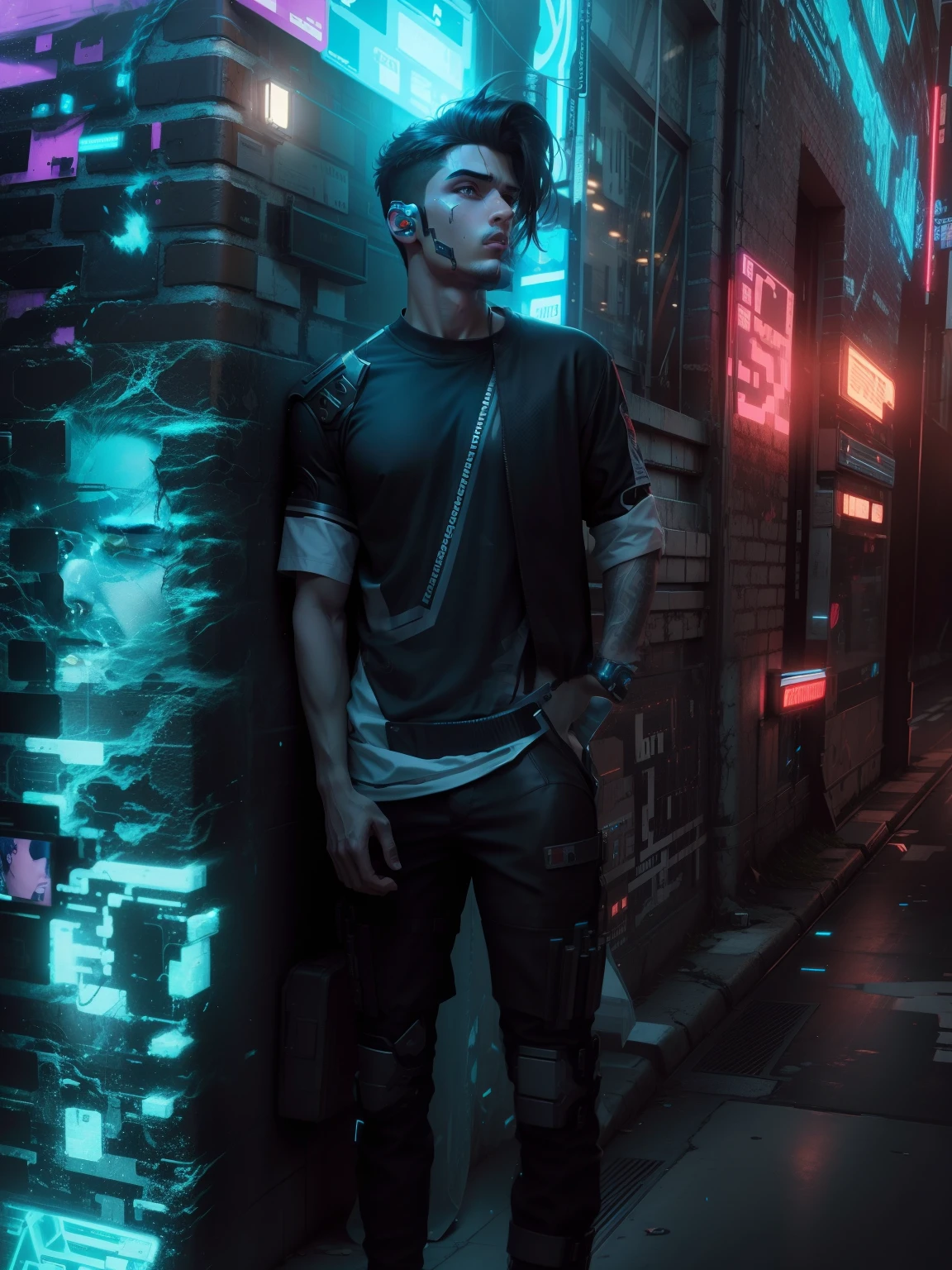 Change background cyberpunk handsome boy,realstic face,8k,ultrarealstic,