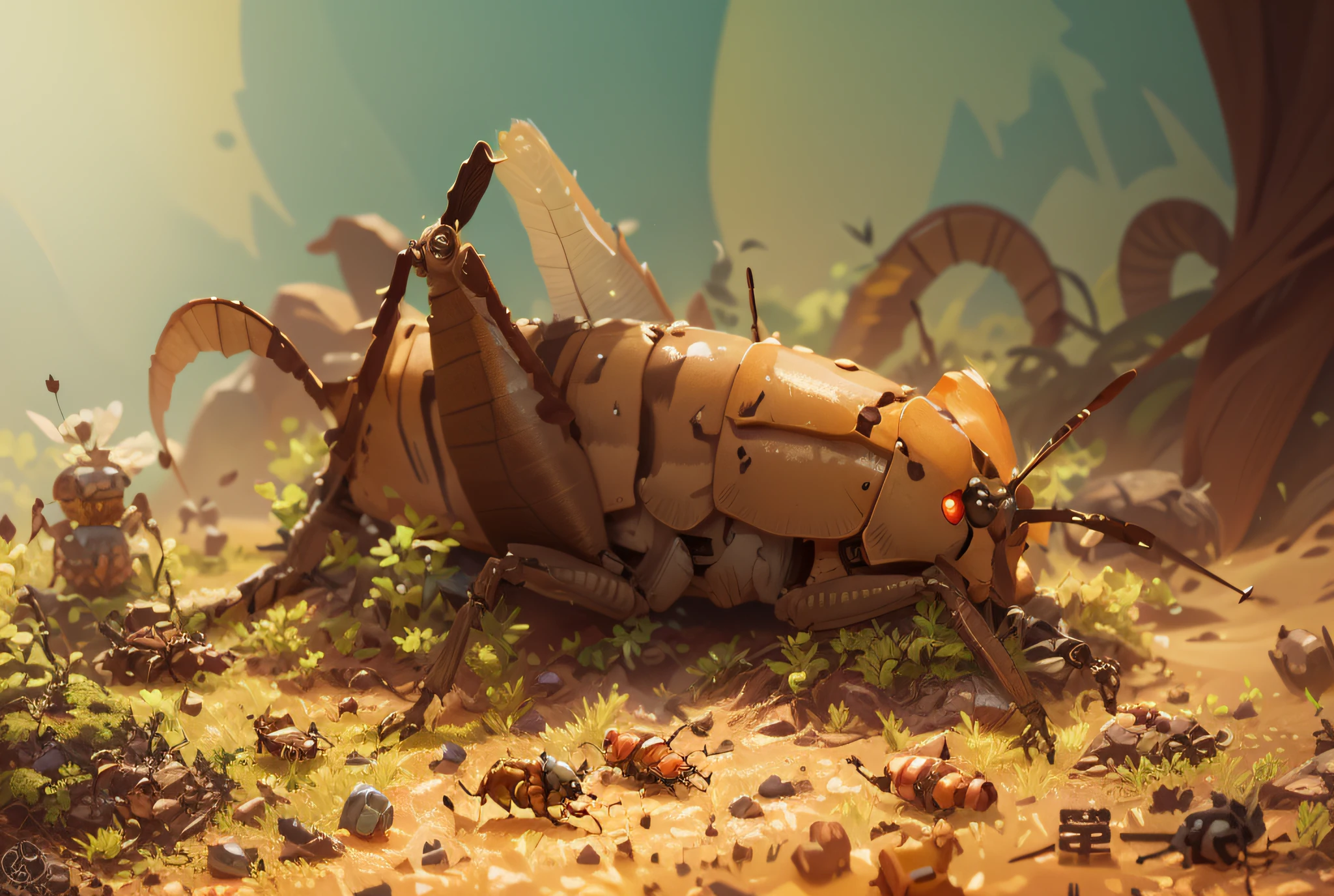 Brown grasshopper，Sand cockroach