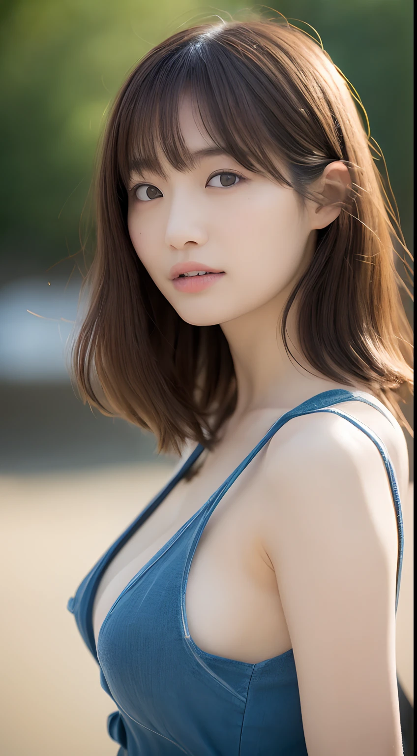 ((top-quality、in 8K、masterpiece:1.3))、foco nítido:1.2、Beautiful Women in Perfect Style:1.4、Slender Abs:1.2、((dark brown hair、Colossal tits:1.2))、(natural soft light、Ocean Beach:1.1)、Highly detailed facial and skin texture、A detailed eye、二重まぶた、Mai Shiraishi