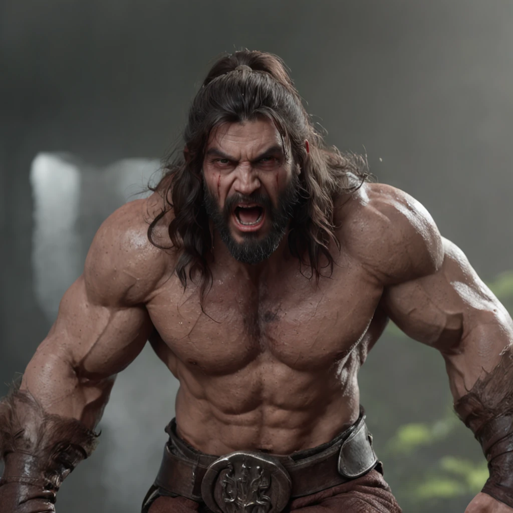 (professional 3d render:1.3) af (Realistic:1.3) most beautiful artwork photo in the world，Features soft and shiny male heroes, ((Epic hero fantasy muscle man rough wet hero angry looking long hair short beard and ferocious expression in dynamic pose, Fantastic location, Majestic cluttered environment)), Full body 8K unified rendering, action  shot, skin pore, very dark lighting, heavyshading, Detailed, Detailed face, (vibrant, photograph realistic, Realistic, Dramatic, Dark, Sharp focus, 8K), (Old leather garments damaged by weathering:1.4), ((((Wear fur)))), (Intricate:1.4), decadent, (Highly detailed:1.4), Digital painting, rendering by octane, art  stations, concept-art, smooth, Sharp focus, illustration, Art germ, (loish:0.23), wlop ilya kuvshinov, and greg rutkowski and alphonse mucha gracias, (Global illumination, Studio light, volumettic light), heavy rain, particles floating, lotr, fantasy, elf, full bodyesbian, ((Dark and ancient city background:1.3)),CGSesociety,art  stations