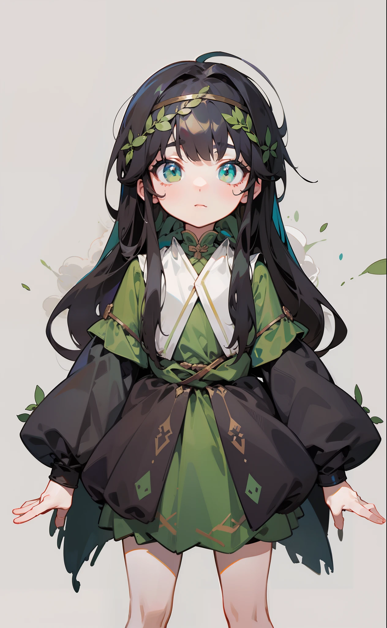 tiny faeries，Soft brunette hair，green-eyed，red eyes，Game illustration，Lovely 2D image；Cold perfect face and soft skin，Green eyes；Floating on the grass，detail-rich，splash image，8K分辨率，Perfect masterpiece；Art station digital painting smooth：A masterpiece with realistic 8K resolution；intricately details；Natural and three-dimensional lighting；复杂、fairytale-like，sprawling、fantasy。"