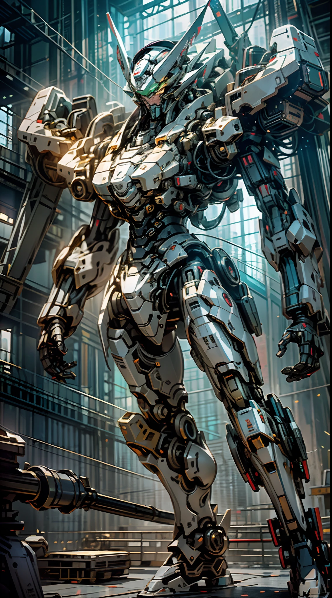 ((Best Quality)), ((Masterpiece)), (Very Detailed:1.3), 3D, beautiful and aesthetic, mecha, Ancient technology, HDR (High Dynamic Range), ray tracing, NVIDIA RTX, super resolution, unreal 5, subsurface scattering, PBR texture, post-processing, anisotropic filtering, depth of field, maximum sharpness and sharpness, multi-layer texture, albedo and highlight maps, surface shading, Accurate simulation of light-material interactions, perfect proportions, octane rendering, duotone lighting, low ISO, white balance, rule of thirds, wide aperture, 8K RAW, efficient sub-pixels, subpixel convolution, luminescent particles, light scattering, Tyndall effect