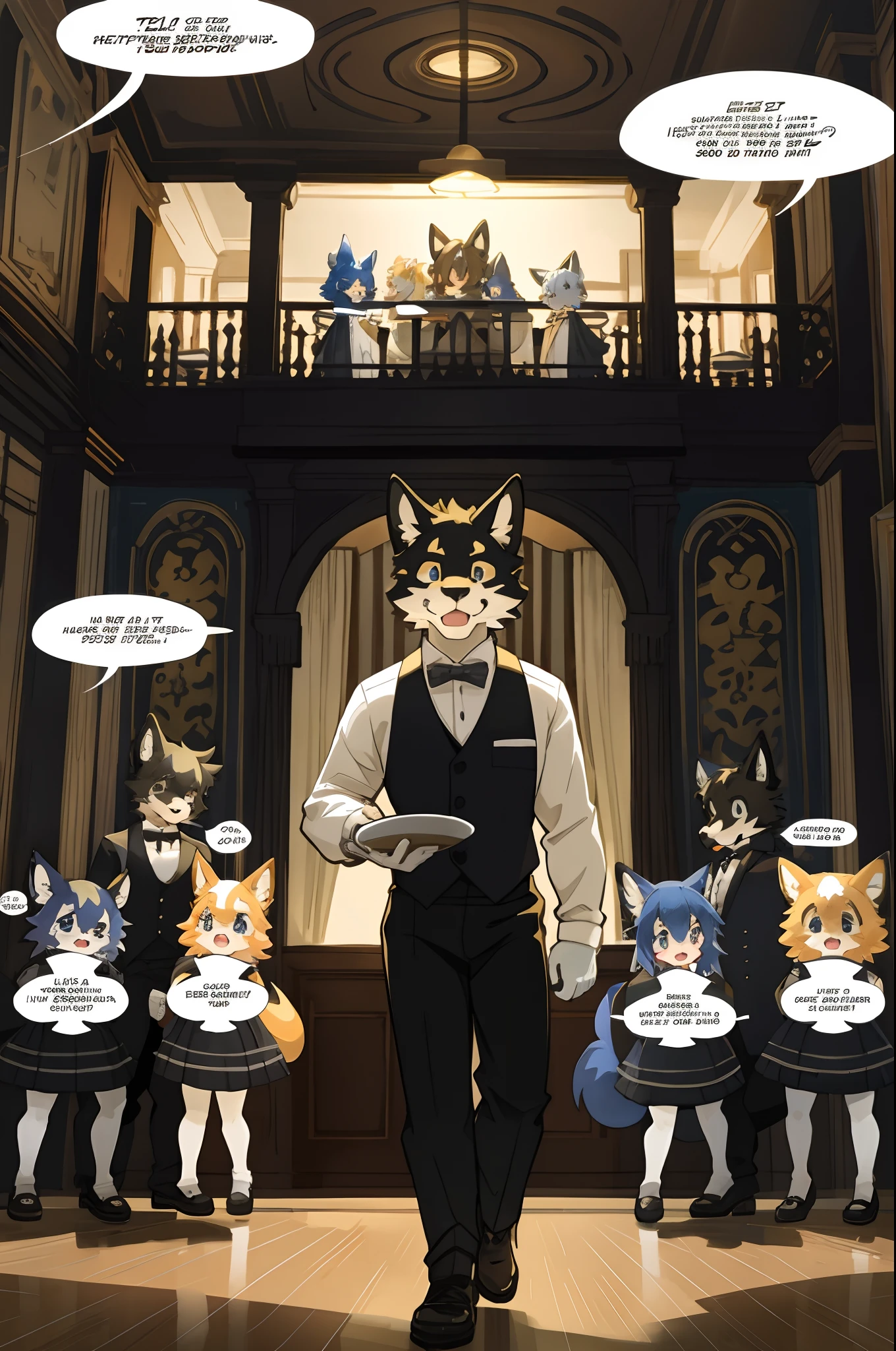 top quality, best quality, High-quality illustrations, masterpiece, super high resolution, detailed background, detailed background, Ballroom dancing, high society, group shot:0.5, 6+boys, 6+girls, Happy, joyful, absurdres(highly detailed beautiful face and eyes)perfect anatomy(kemono, furry anthro)selfie:0.1,