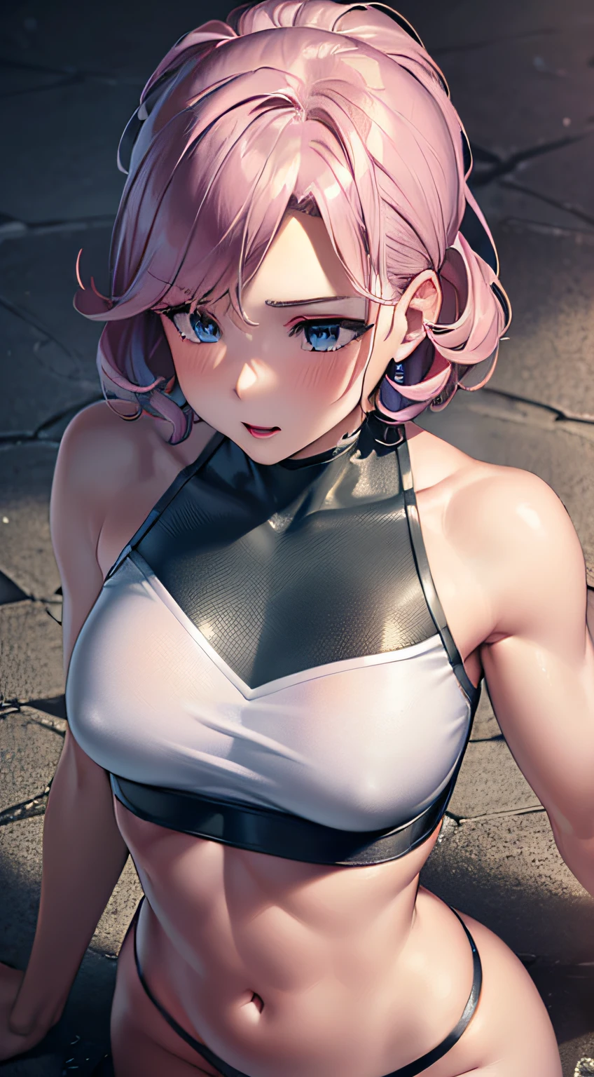 ((Ultra-thin women's military uniform)) , No clothes、(((well-muscled、abdominals、stiff nipple)))、Seductive look, blush, outside of house, Looking at Viewer, Smaller chest, Bright lighting, (perfect detail eyes:1.2), Glowing eyes, (Short curly hair:1.2), (masutepiece, Best Quality, High quality:1.4), Professional artwork, Intricate details, field of views, Sharp Focus, detailed paintings, photorealistic lighting, trending on pixiv, (Vibrant lighting, Vibrant colors:1.05), Realistic Shadows, Ambient Occlusion, (athletic bodies:1.3), infp young woman, 18year old, shenhe, Hyper Detail Eye, Beautiful eyes, (((Solo:1.4))), Semi-realistic hair, Ultra-detailed clothing, (((Beautiful makeup:1.3, Beautiful pink lipstick:1.3, Beautiful pink eyeshadow:1.3, Blue eyes:1.0, blac hair:1.0))), (Solo:1.4)