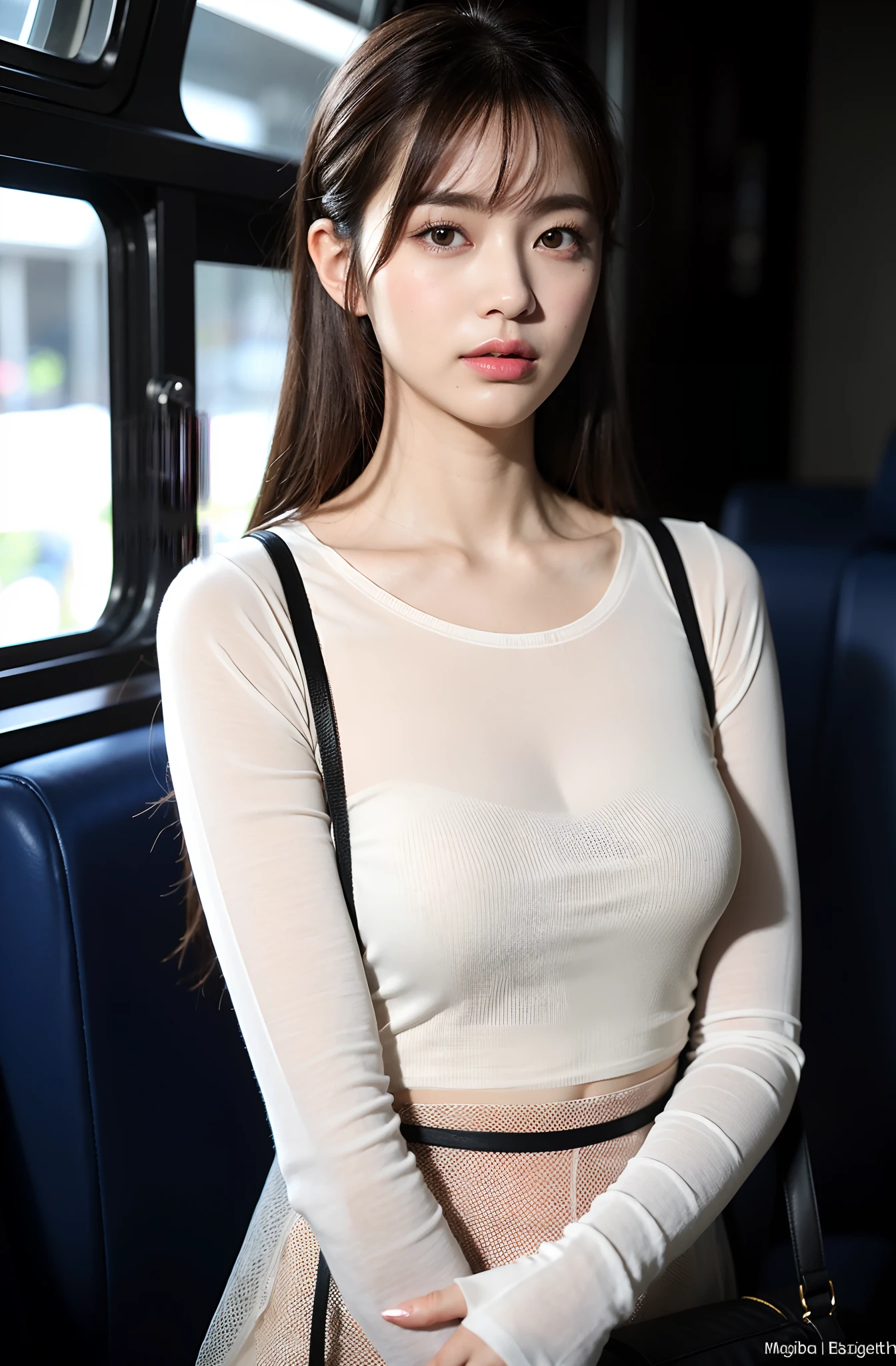 ((New York City Girl))、(RAW shooting, Photorealistic:1.5, 8K, Highest画質, masterpiece, Ultra-high resolution), Perfect dynamic composition:1.2, Night Street Corner, Looking up at the sky:1.3, (((Heavy rain from a typhoon))), Highly detailed skin and face textures:1.2,( 雨にWetスリムな女性:1.3), Sexy beauty, Perfect Style:1.2, Aesthetic and beautiful, Fair skin, Very beautiful face, (Rain dripping all over my body:1. 2, Wet髪:1.4, Wet:1.2), Water droplets on the skin, (Medium sized breasts, Chest gap), (Shy laugh, The expression when feeling intense caressing, Facial expression when feeling pleasure), (Beautiful blue eyes, Beautiful erotic eyes:0.8), (Too erotic:0.9, Alluring:0.9),((Wet白いブラウス))、((Wet黒いタイトスカート)) Second bag, Perfect body, Perfect fingertips(Girl sitting on train seat)、Best quality work,Actual work,Ultra Premium Graphics,8K HD CG works,High quality graphics,High-definition CG works,10x pixels,Extremely fine detail:1.1,Advanced Technical Details:1.1 Photorealistic,Indoor lighting effects:1.5,Natural light:1.5. Light effects(virtual Light effects:1.8),(Golden white short hai(RAW shooting, Photorealistic:1.5, 8K, Highest,((Lift-up skirt)),((Black panties are visible)),