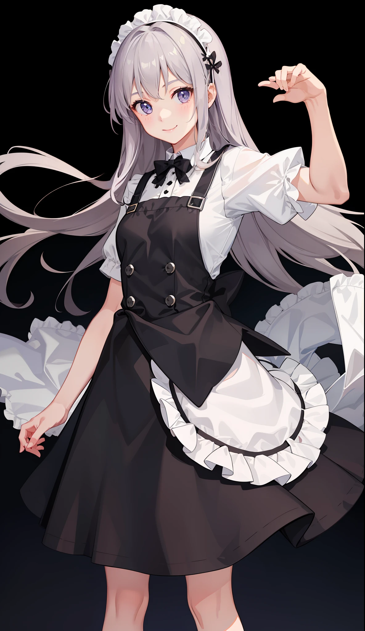 1girl in、A smile、A delightful! The shirt、skirt by the、(small tits)pinafore、doress、hair adornments、(Maids)、