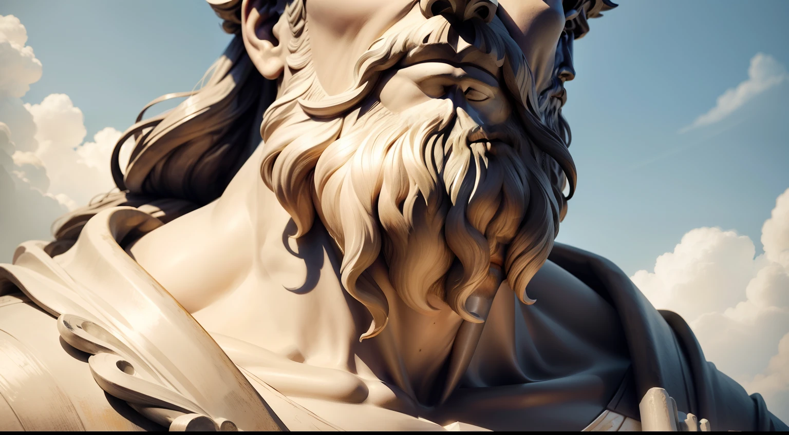 a close up of a statue of a man with a beard, eStoic face, divino e estoico, estoico and calm, stoic, Estoicismo, Stoic attitude, eStoic facial expression, Retrato Zeus, platao, Pose estoica, theophanes, Preto e branco, desenho, pintura, Michelangelo, Marcus Aurelius,