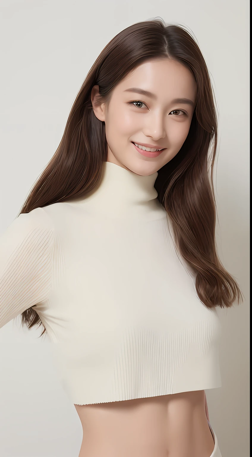 ((top-quality、8K、​masterpiece:1.3))、1girl in、Slim Abs Beauty:1.3、(Long hair、:1.2)、Plain clothe:1.1、Super fine face、Delicat eyes、二重まぶた、cute smile face、Home、White wall