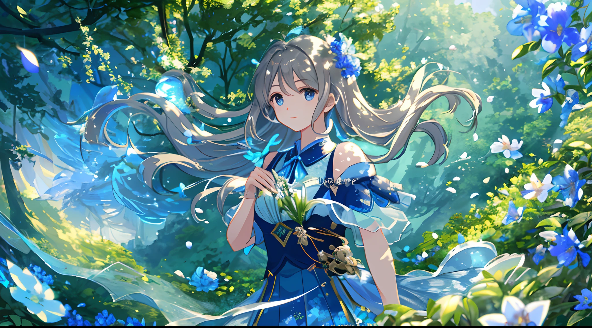 Masterpiece, best quality, (very detailed CG unity 8k wallpaper) (best quality), (best illustration), (best shadows) Nature', blue sea,delicate leaves petals of various colors falling in the air light Tracking, super detailed --v6