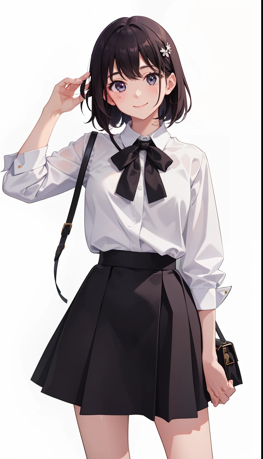 1girl in、A smile、A delightful! The shirt、skirt by the、(small tits)