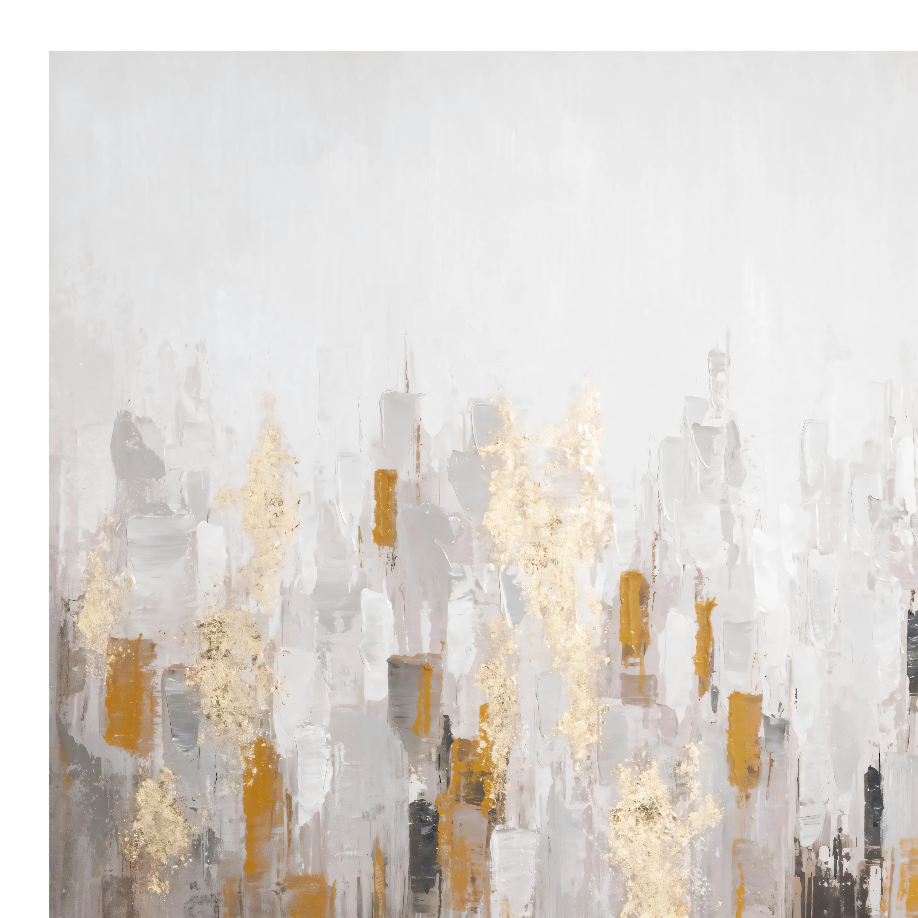 A close-up of a city with many buildings, golden cityscape, tectonic cityscape, view over city, Cityscape, day cityscape, golden mist, Urban mist soft light, skylines, Golden glow, skylines, King, touch of gold leaf, touch of gold leaf, gilded, highly abstract, gold leaf painting, glimmering, Mist, Coherent painting
