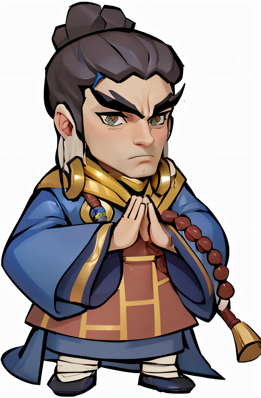 a cartoon character of a man with a long hair and a blue robe, varguyart style, jotaro kujo, inspired by Tawaraya Sōtatsu, inspired by Kailash Chandra Meher, naranbaatar ganbold, jotaro, hero 2 d fanart artsation, character art closeup, character artwork, in phoenix wright ace attorney