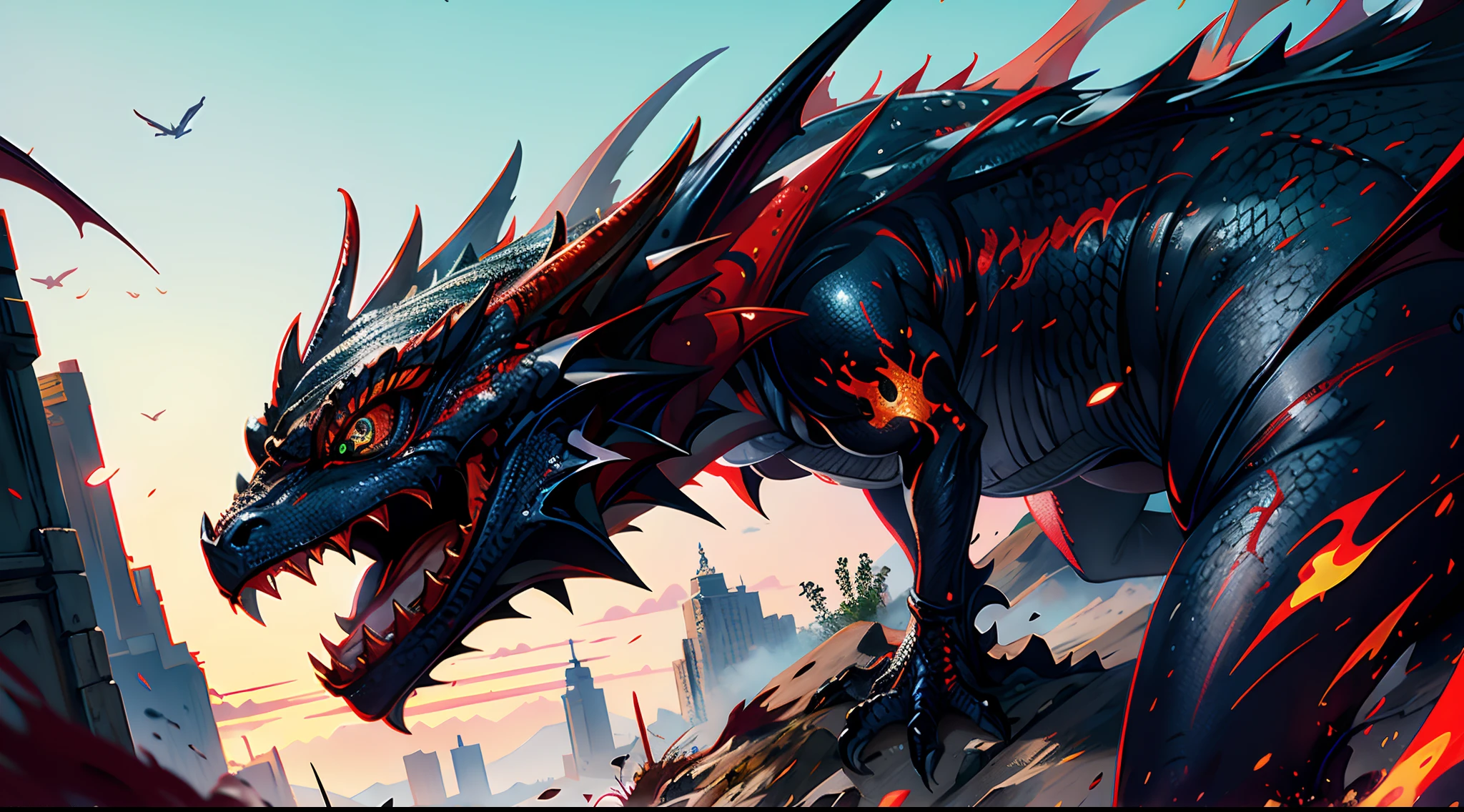 Dragoned, olhos vermelhos, Realistic, Ultra HD |, pele real