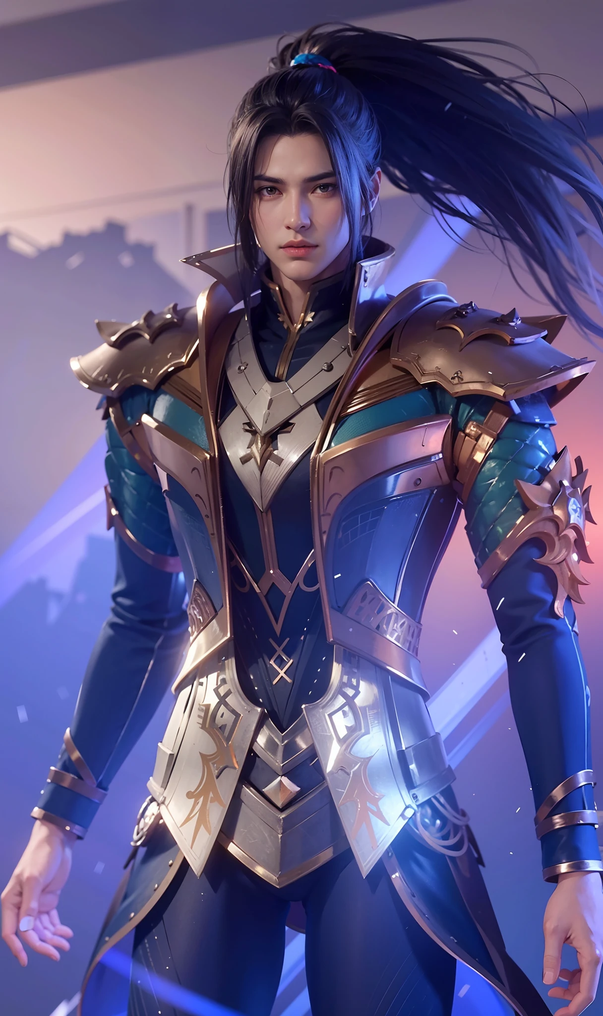 Handsome boy, best quality, photo, 4k,looking at viewer,full body,wear platinum armor,