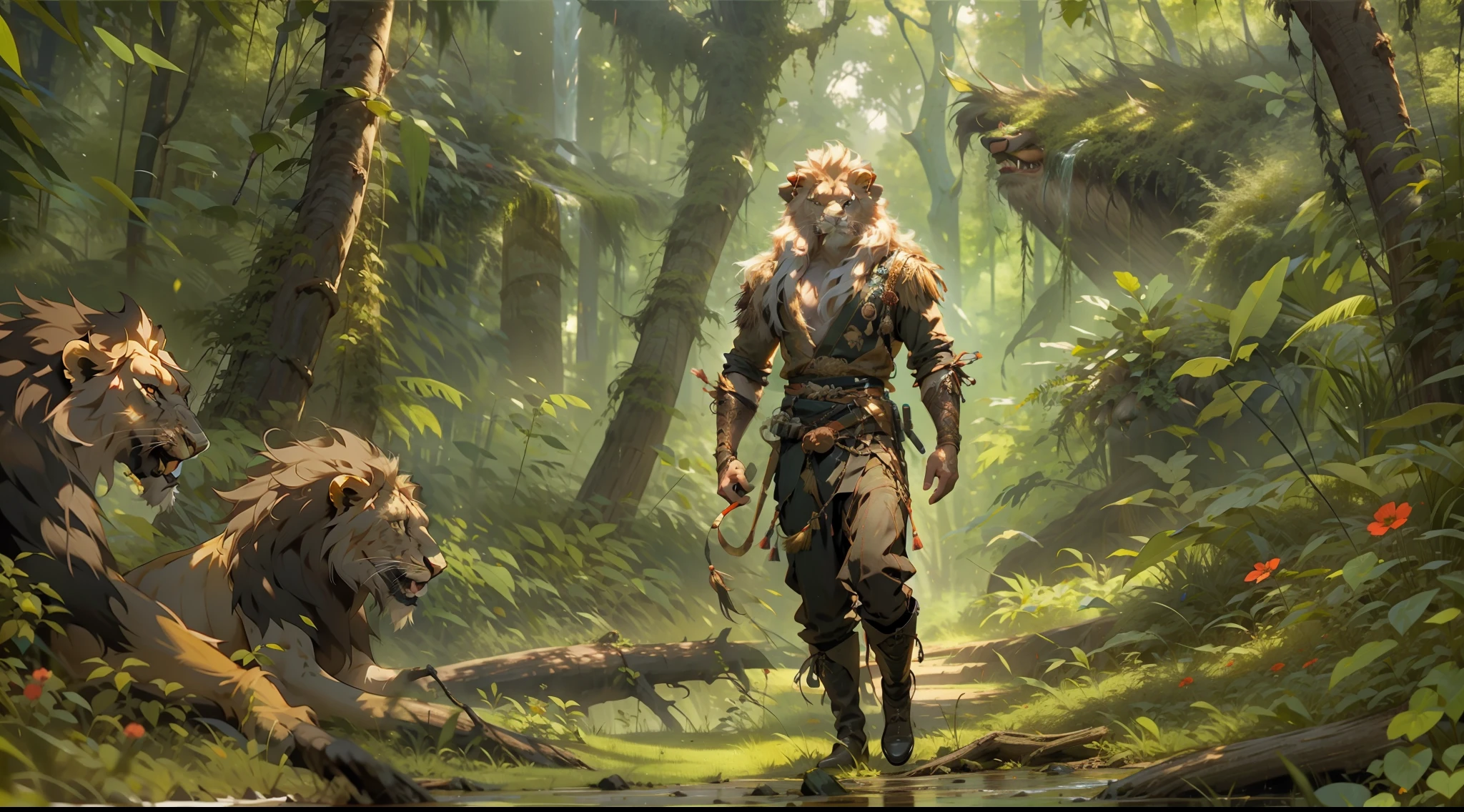 Luke Bracey, Man hunting in the middle of the forest a fierce lion 10 meters high