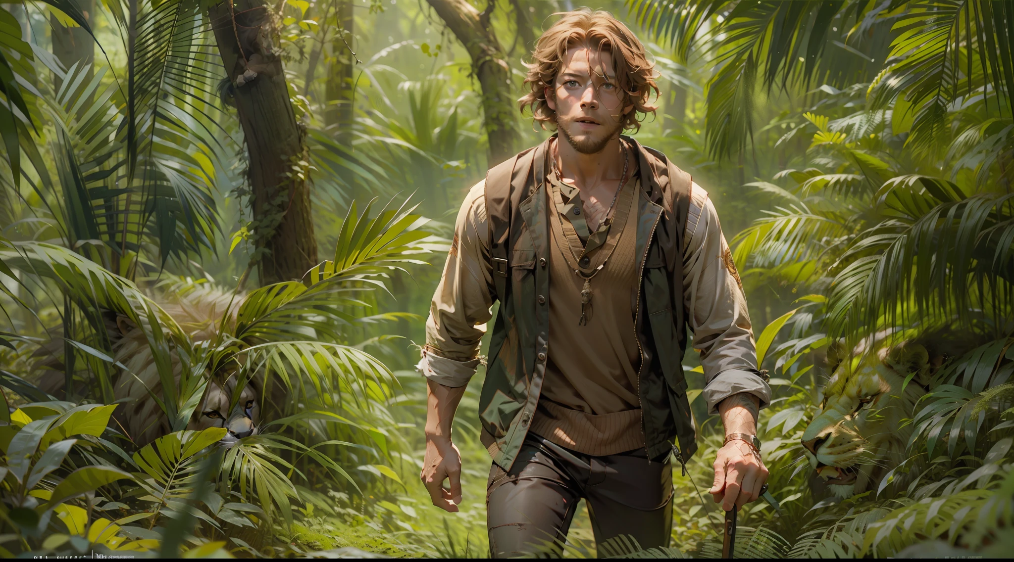 Luke Bracey, Man hunting in the middle of the forest a fierce lion 10 meters high