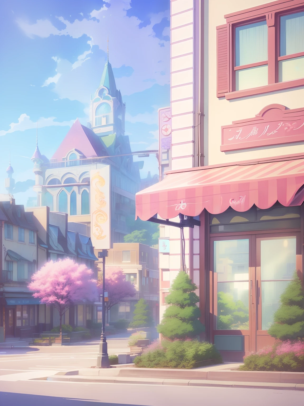 Anime - Street view style pictures with buildings and street lights, Anime background art, beautiful anime scenery, town background, Anime landscape concept art, anime backgrounds, arte de fundo, Anime landscapes, town center background, Beautiful cityscape, anime beautiful peace scene, colorful anime movie background, daytime ethereal anime, beautiful anime scenes, background artwork, beautiful morning, cozy cafe background
