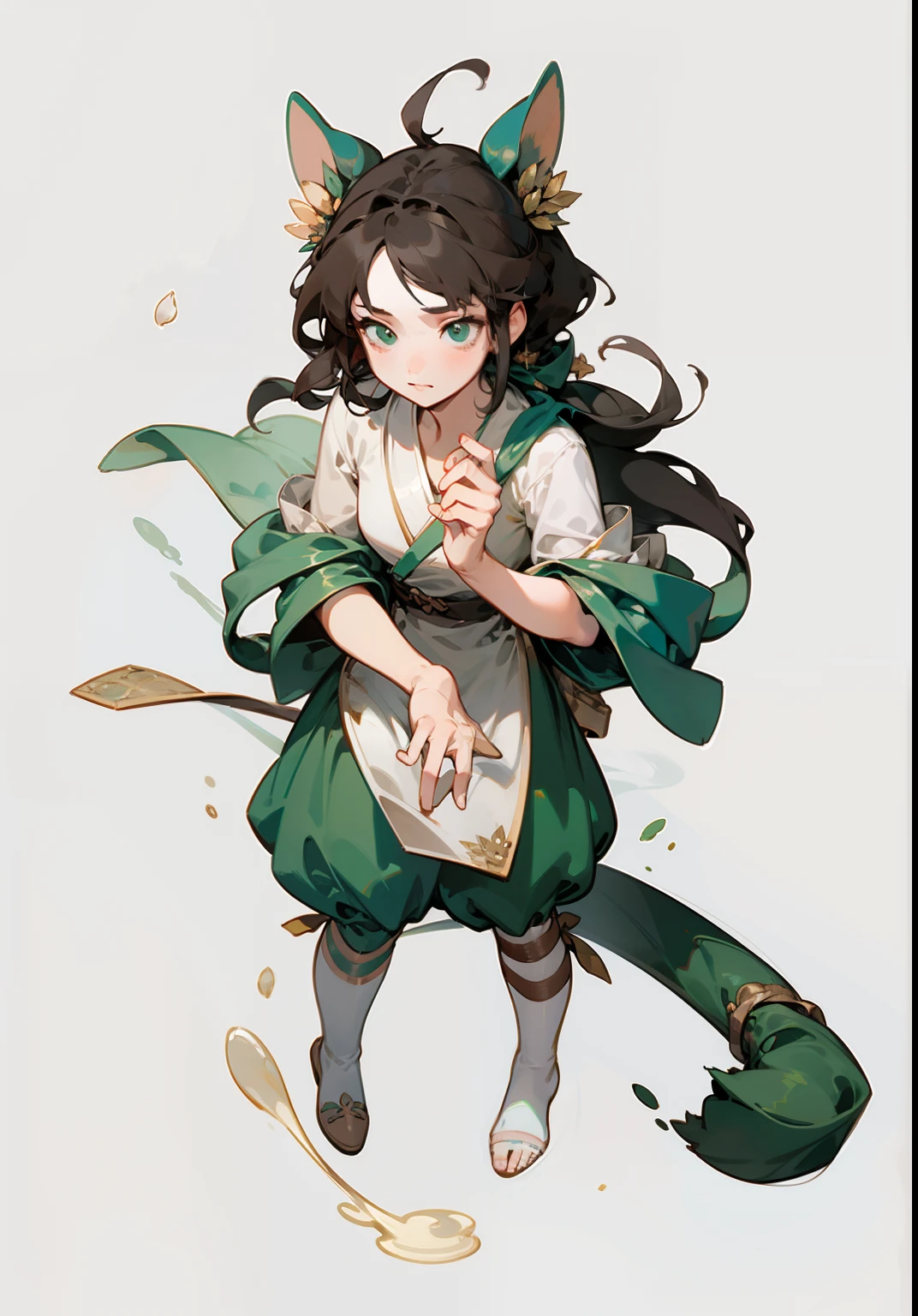 tiny faeries,Soft brunette hair,green-eyed,Game illustration,Lovely 2D image;Cold perfect face and soft skin;Floating on the grass,detail-rich,splash image,8K分辨率,Perfect masterpiece;Art station digital painting smooth:A masterpiece with realistic 8K resolution;intricately details;Natural and three-dimensional lighting;复杂、fairytale-like,sprawling、fantasy。"