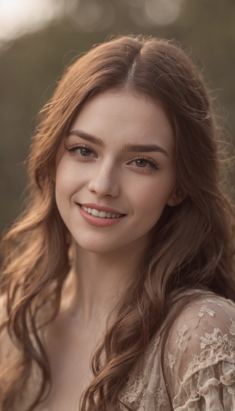 1 young girl stands in front,ssmile,A happy look on his face,The front and back vampires open their mouths,cowboy lens,Cinematic lighting effects