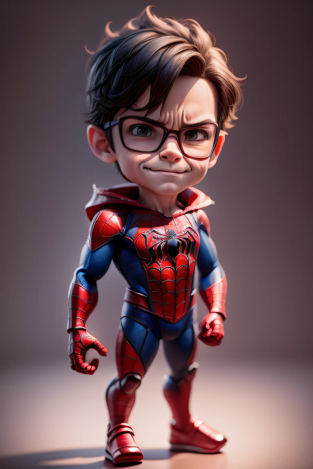 Child spider man doll, highes definition, hiperdetalhado