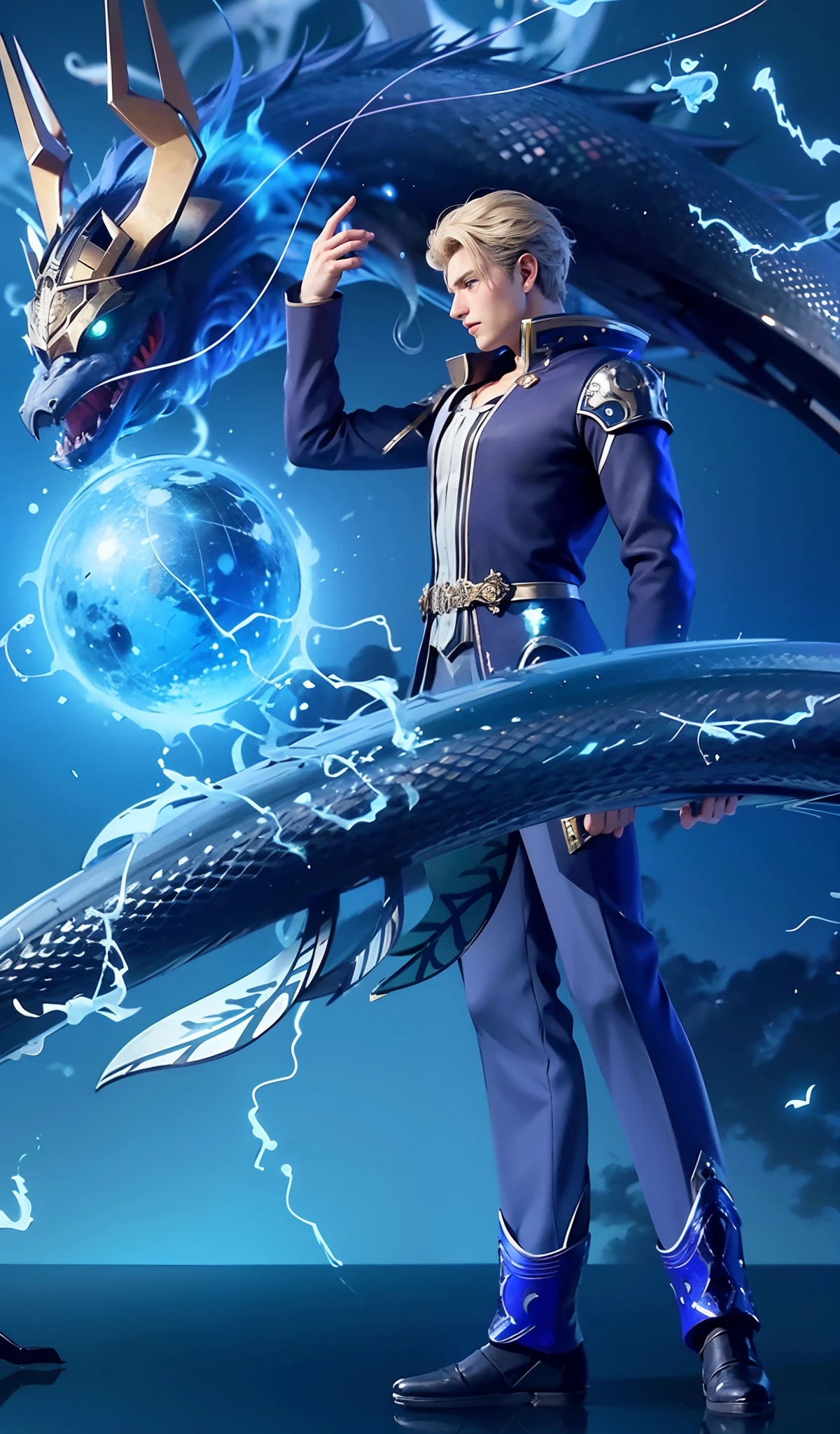 Handsome boy, best quality, photo, 4k,looking at viewer,full body,wear platinum armor,