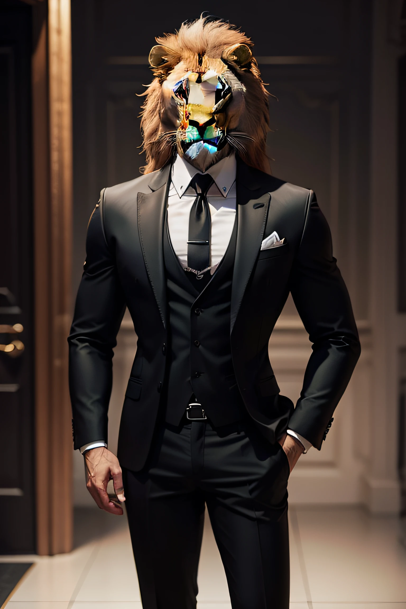 Lion with black suit