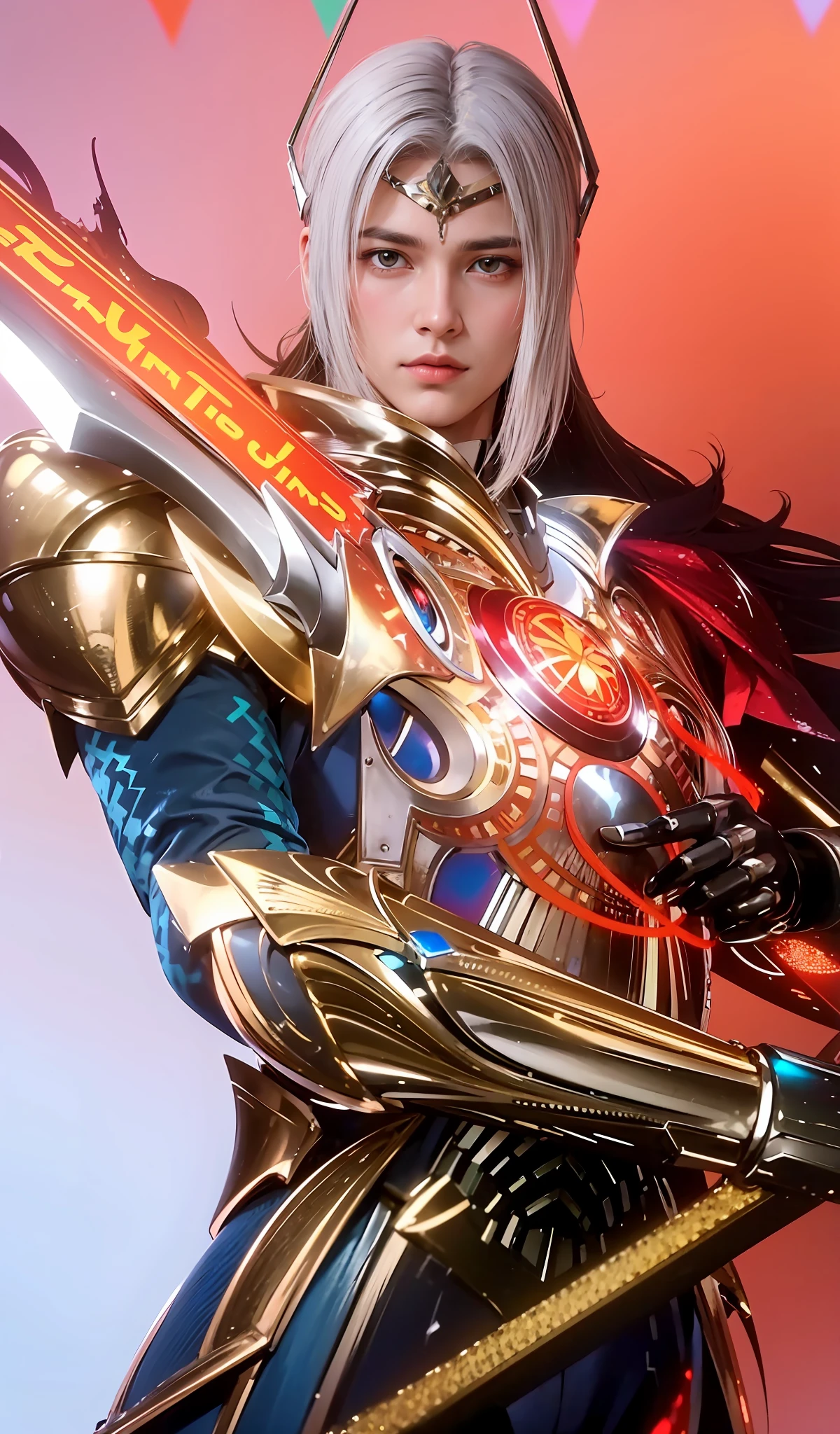 Handsome boy, best quality, photo, 4k,looking at viewer,full body,wear platinum armor,