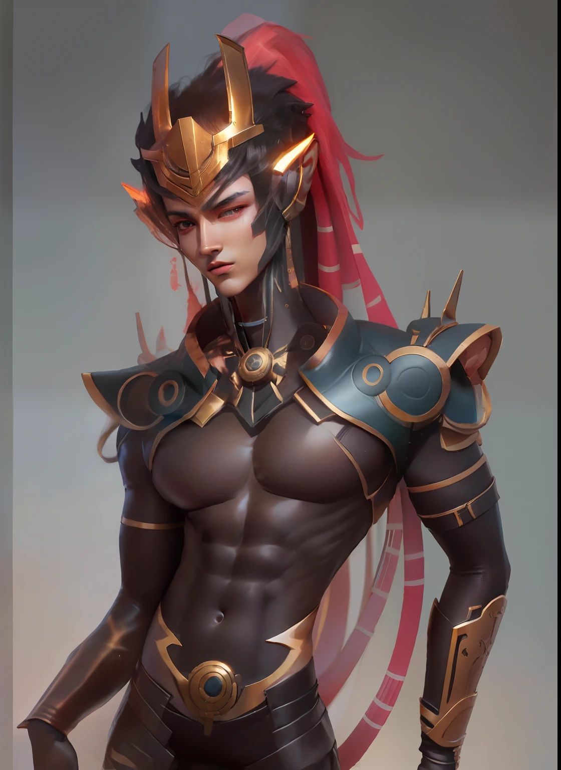 Sculptural model design,Escultura,male people,Handsome,Future tech wind,cyber punk perssonage,musculous,Wu Yifan(Blank background),Egyptian-style color scheme